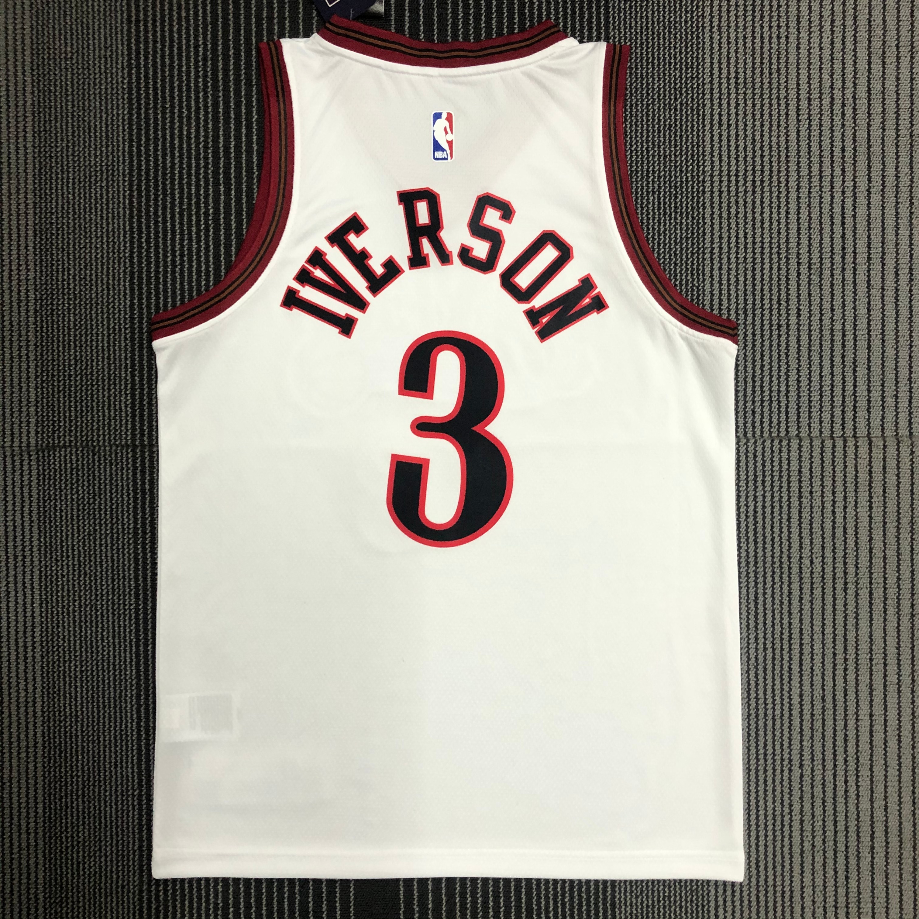 NBA Men Philadelphia 76ers Retro White V-neck #3 IVERSON Jersey High Quality Name and Number Print - leoleo123123