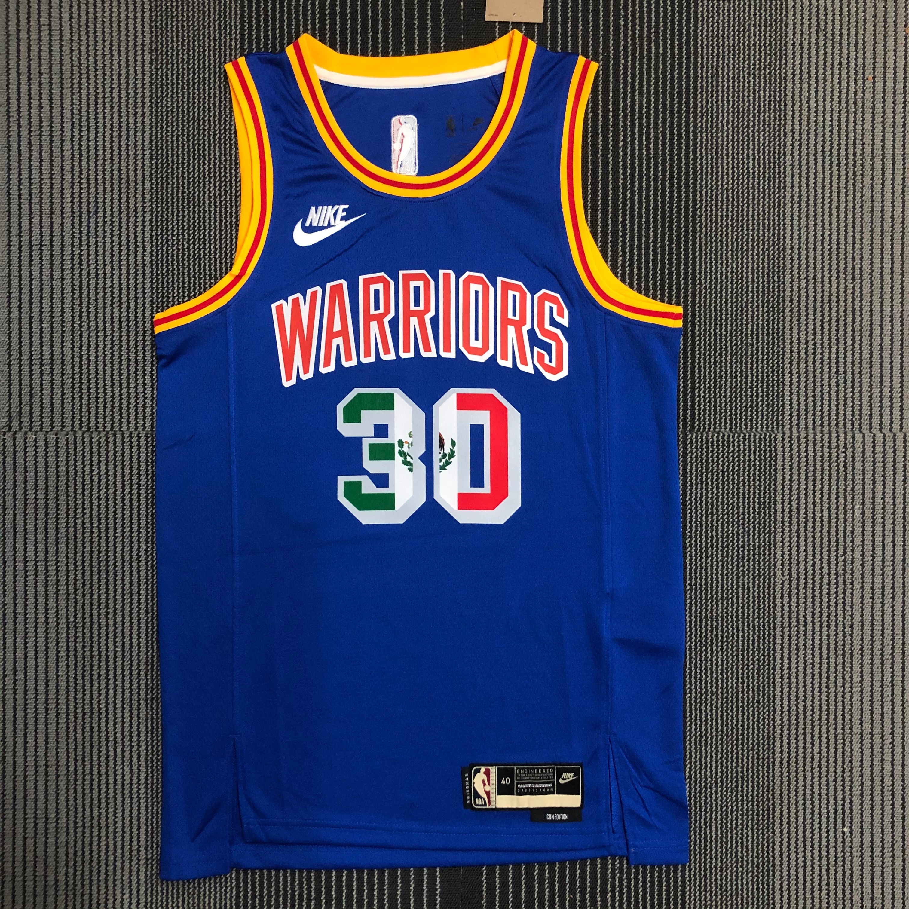 NBA Men Season 2022 Golden State Warriors Mexico Version Retro Blue #30 CURRY Jersey High Quality Name and Number Print - leoleo123123