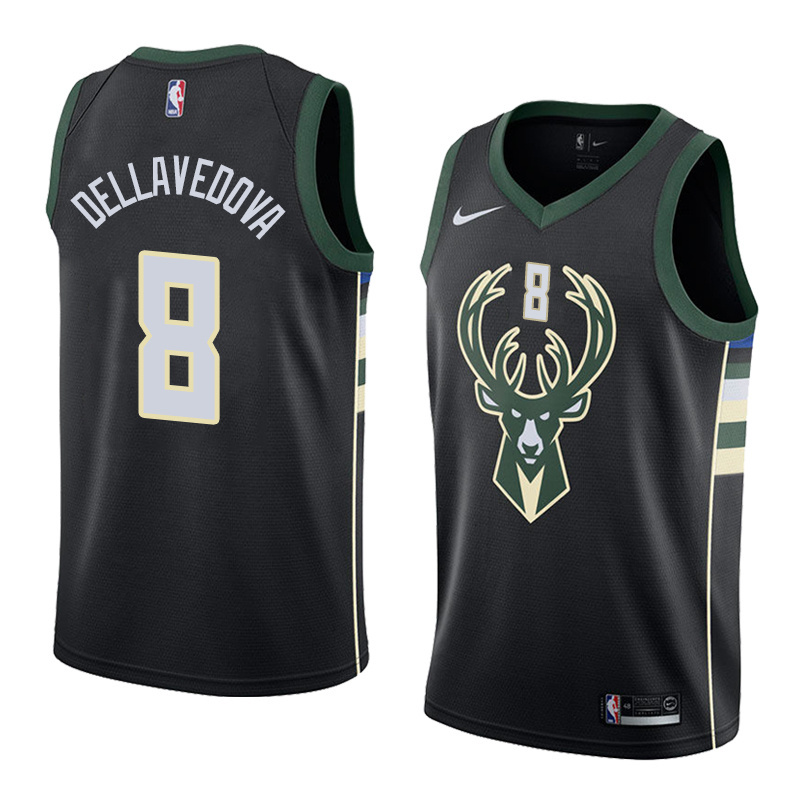 NBA Men Milwaukee Bucks Black #8 DELLAVEDOVA Jersey High Quality Name and Number Print - leoleo123123