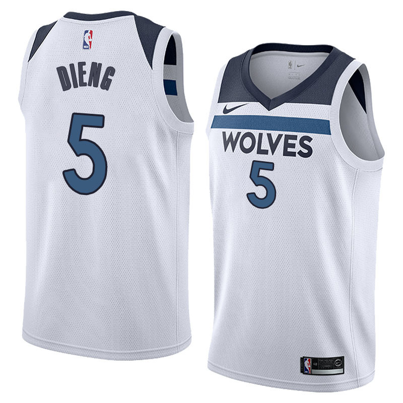 NBA Men Minnesota Timberwolves White #5 DIENG Jersey High Quality Name and Number Print - leoleo123123
