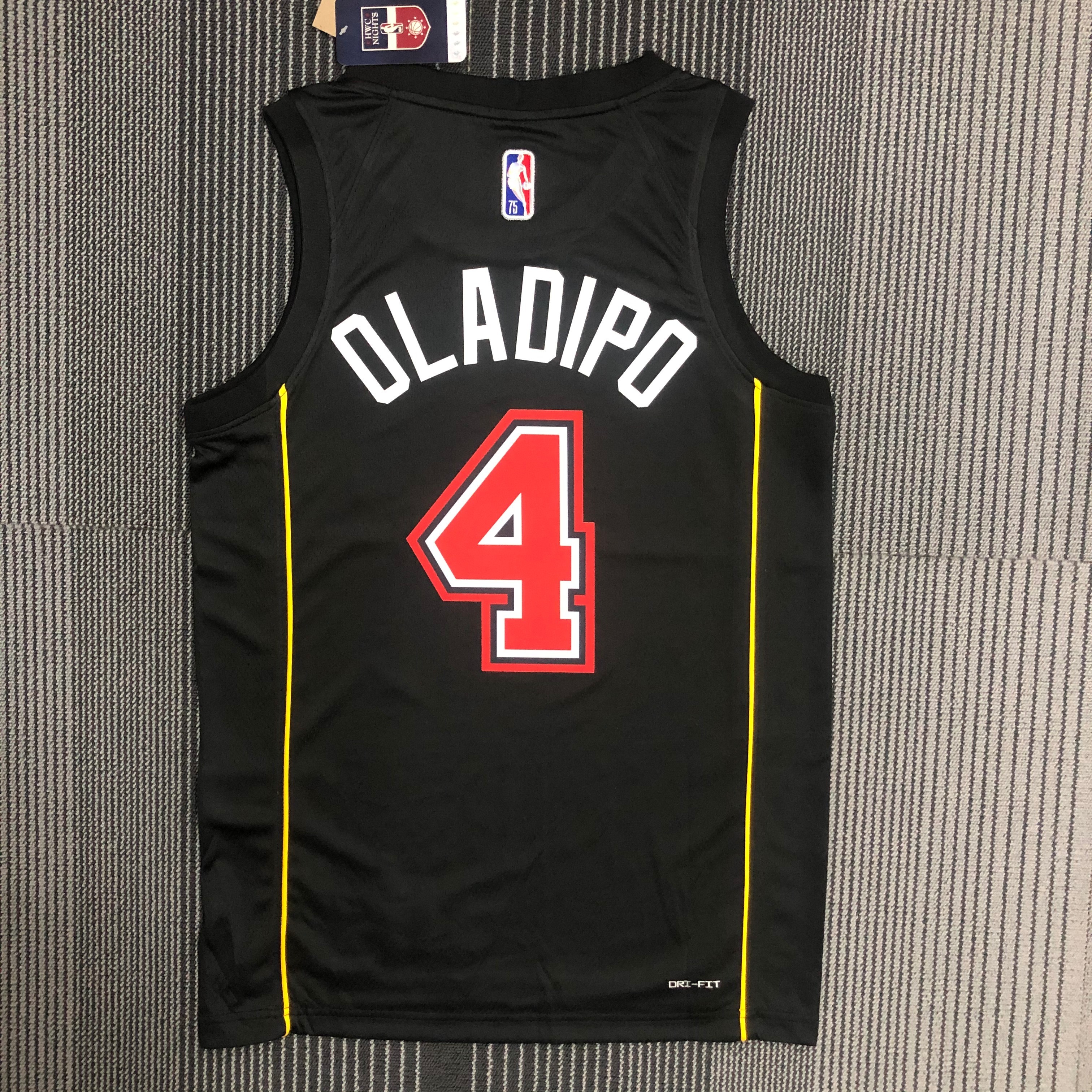 NBA Men 75th Anniversary Season 2022 Miami Heat Black #4 DLADIPO Jersey High Quality Name and Number Print - leoleo123123