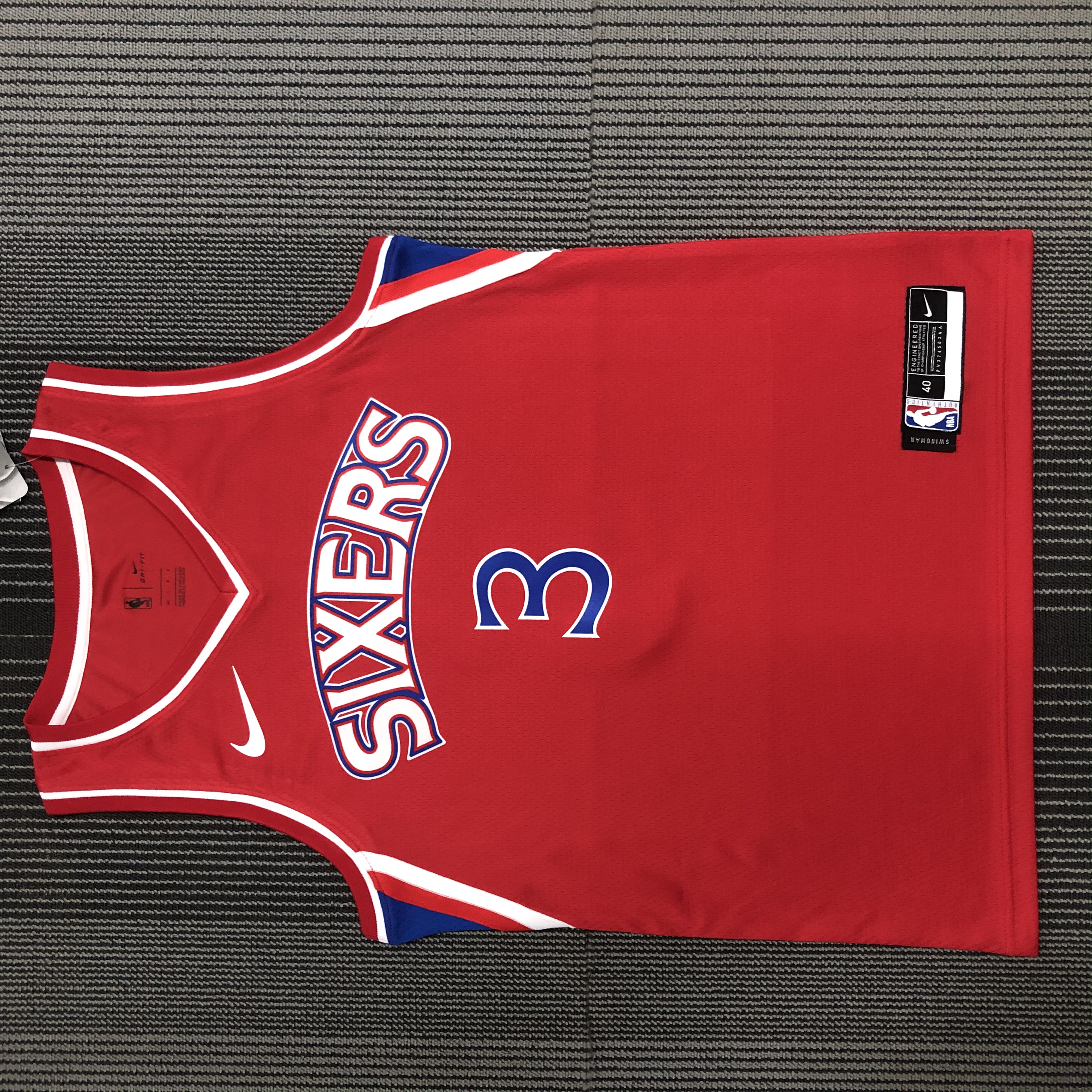 NBA Men Philadelphia 76ers Red #3 IVERSON Jersey High Quality Name and Number Print - leoleo123123
