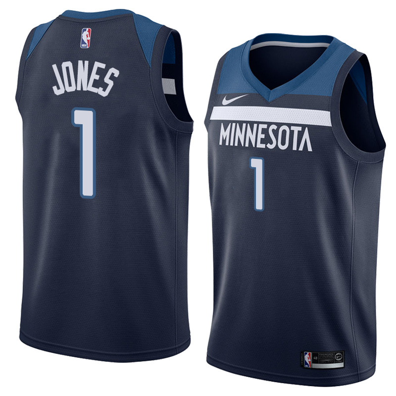 NBA Men Minnesota Timberwolves Dark Blue #1 JONES Jersey High Quality Name and Number Print - leoleo123123