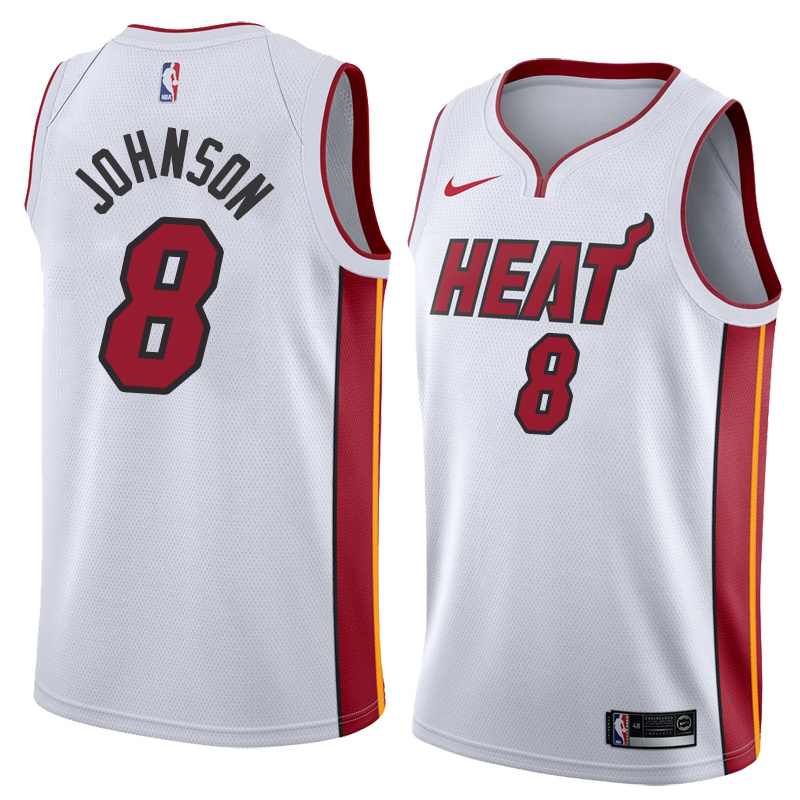 NBA Men Miami Heat White #8 JOHNSON Jersey High Quality Name and Number Print - leoleo123123