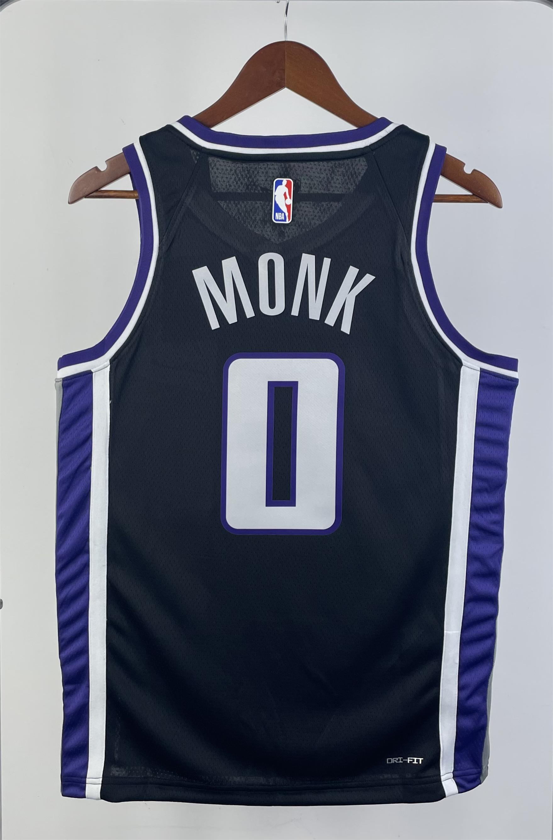 NBA Men 2024 Sacramento Kings Black #0 MONK Jersey High Quality Name and Number Print - leoleo123123