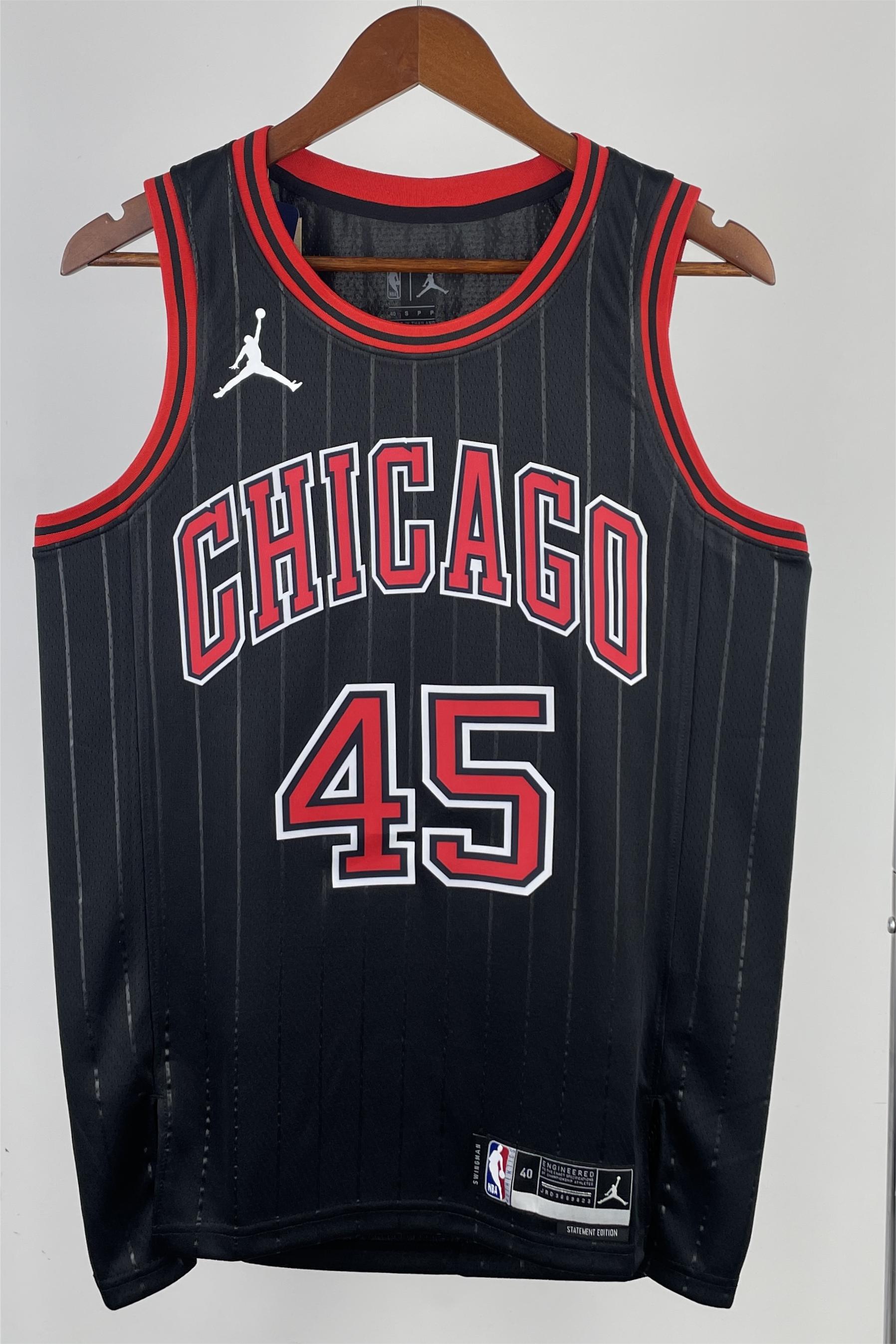 NBA Men 2023 Chicago Bulls Black with Jordan Logo #45 JORDAN Jersey High Quality Name and Number Print - leoleo123123