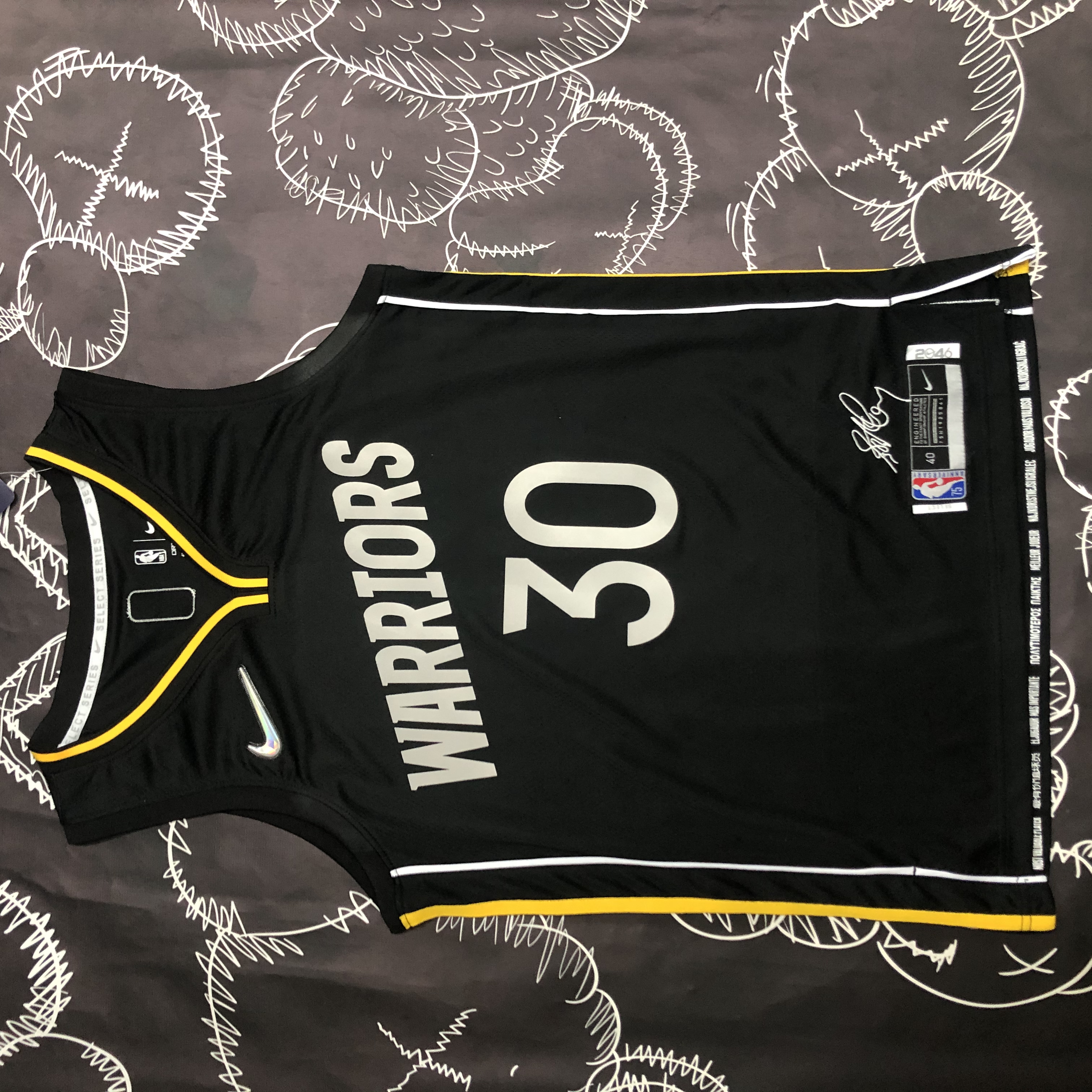 NBA Men 75th Anniversary Golden State Warriors Elect Series Black #30 CURRY Jersey High Quality Name and Number Print - leoleo123123