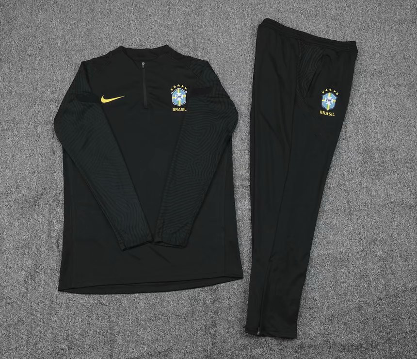 20-21 Brazil Black with Zipper Sweater Tracksuit Thai Quality - leoleo123123