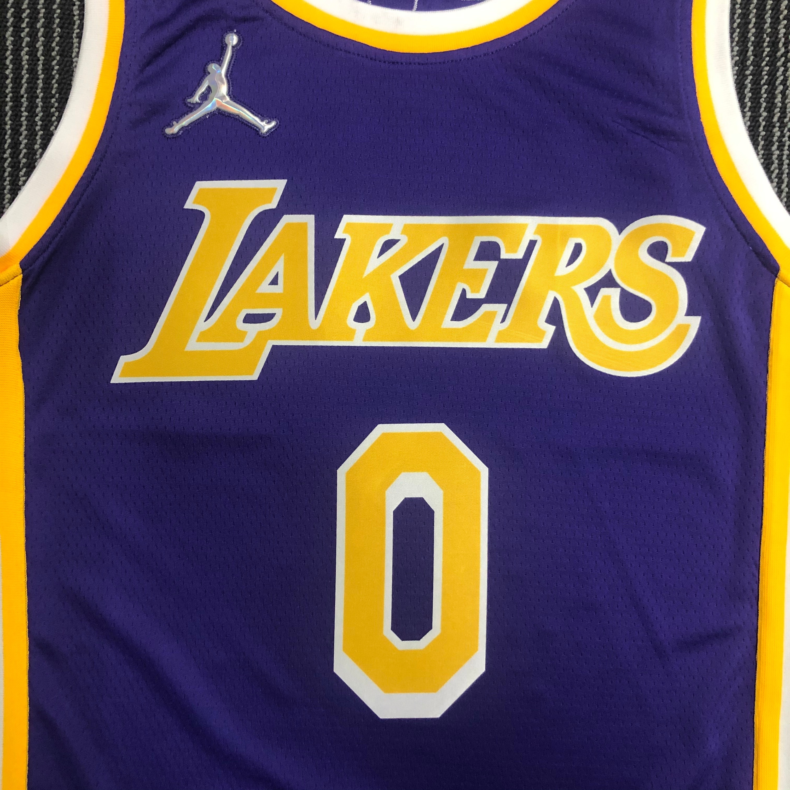 NBA Season 2022 75th Anniversary Los Angeles Lakers with Jordan Logo Purple Round Neck #0 WESTBROOK Jersey High Quality Name and Number Print - leoleo123123