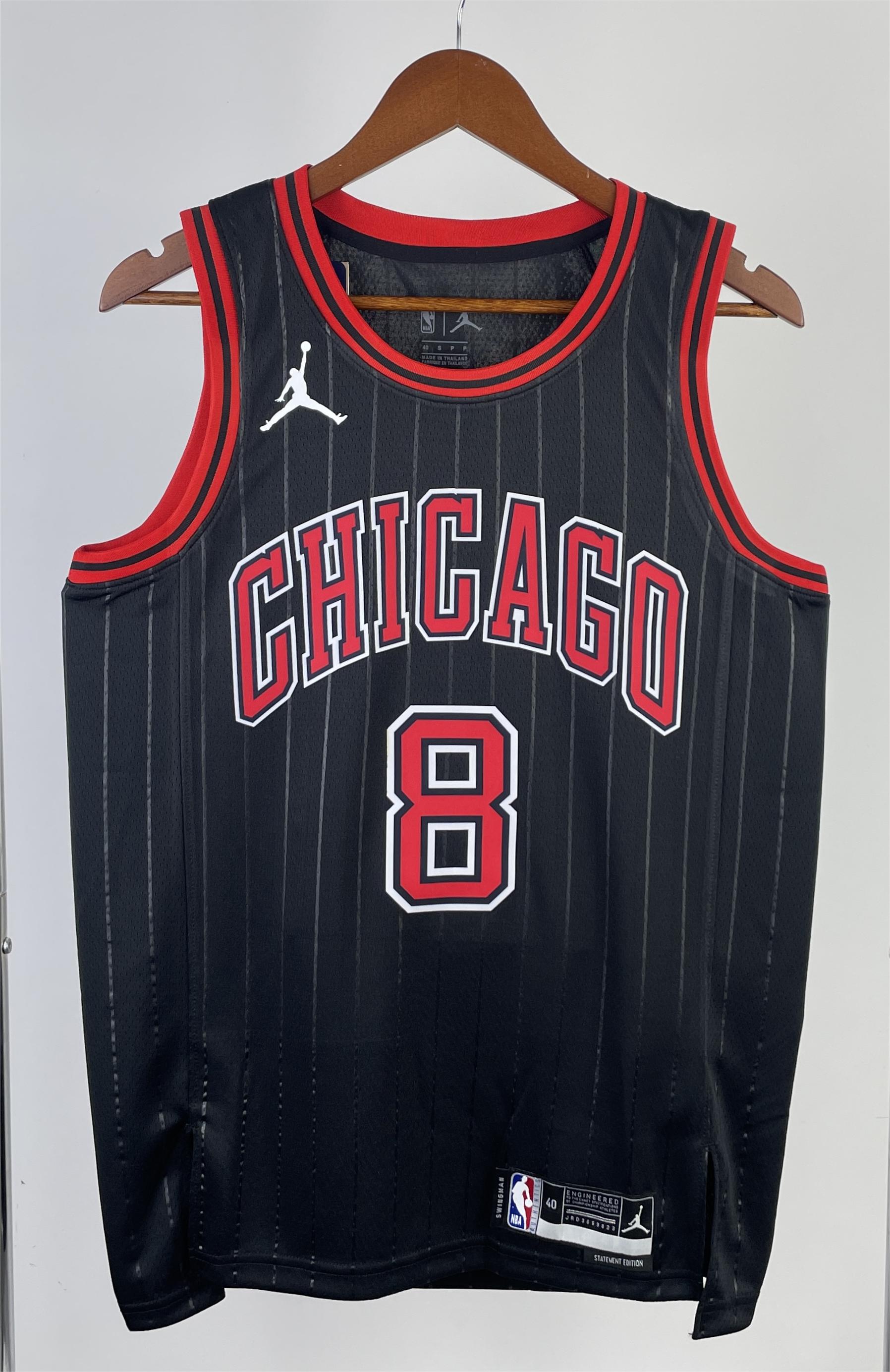 NBA Men 2023 Chicago Bulls Black with Jordan Logo #8 LAVINE Jersey High Quality Name and Number Print - leoleo123123