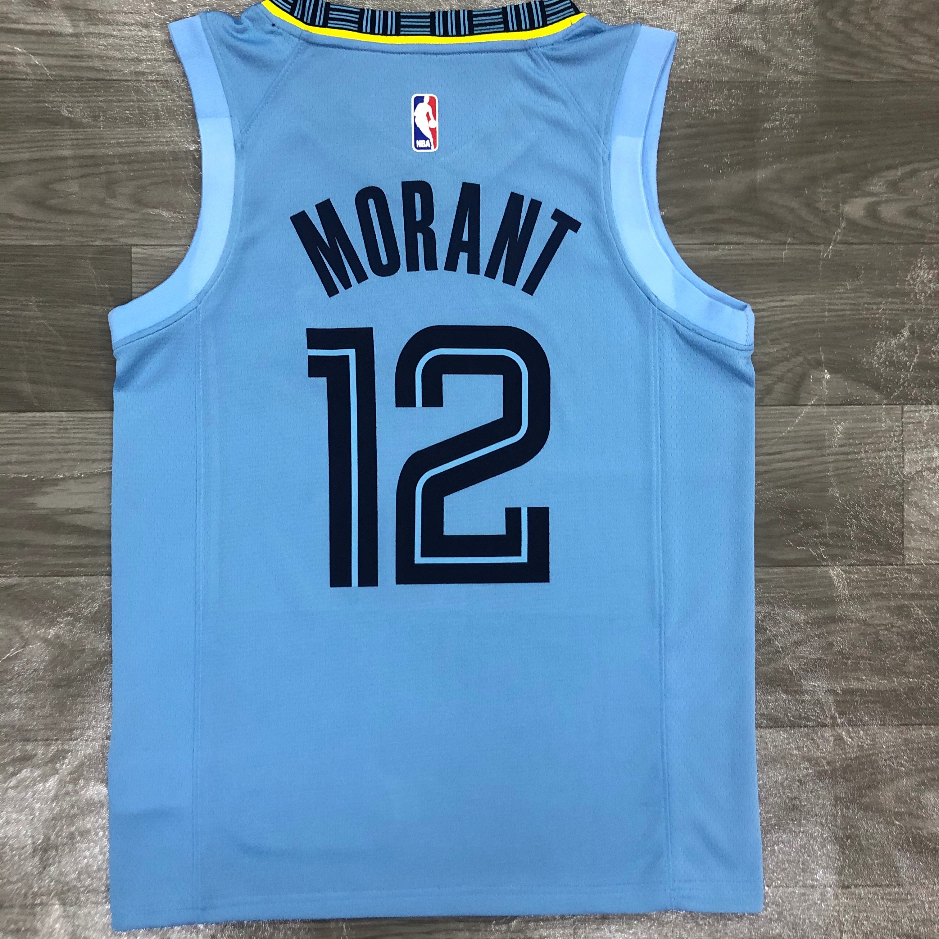 NBA Men Season 2021 Memphis Grizzlies Sky Blue #12 MORANT Jersey with Jordan Logo High Quality Name and Number Print - leoleo123123