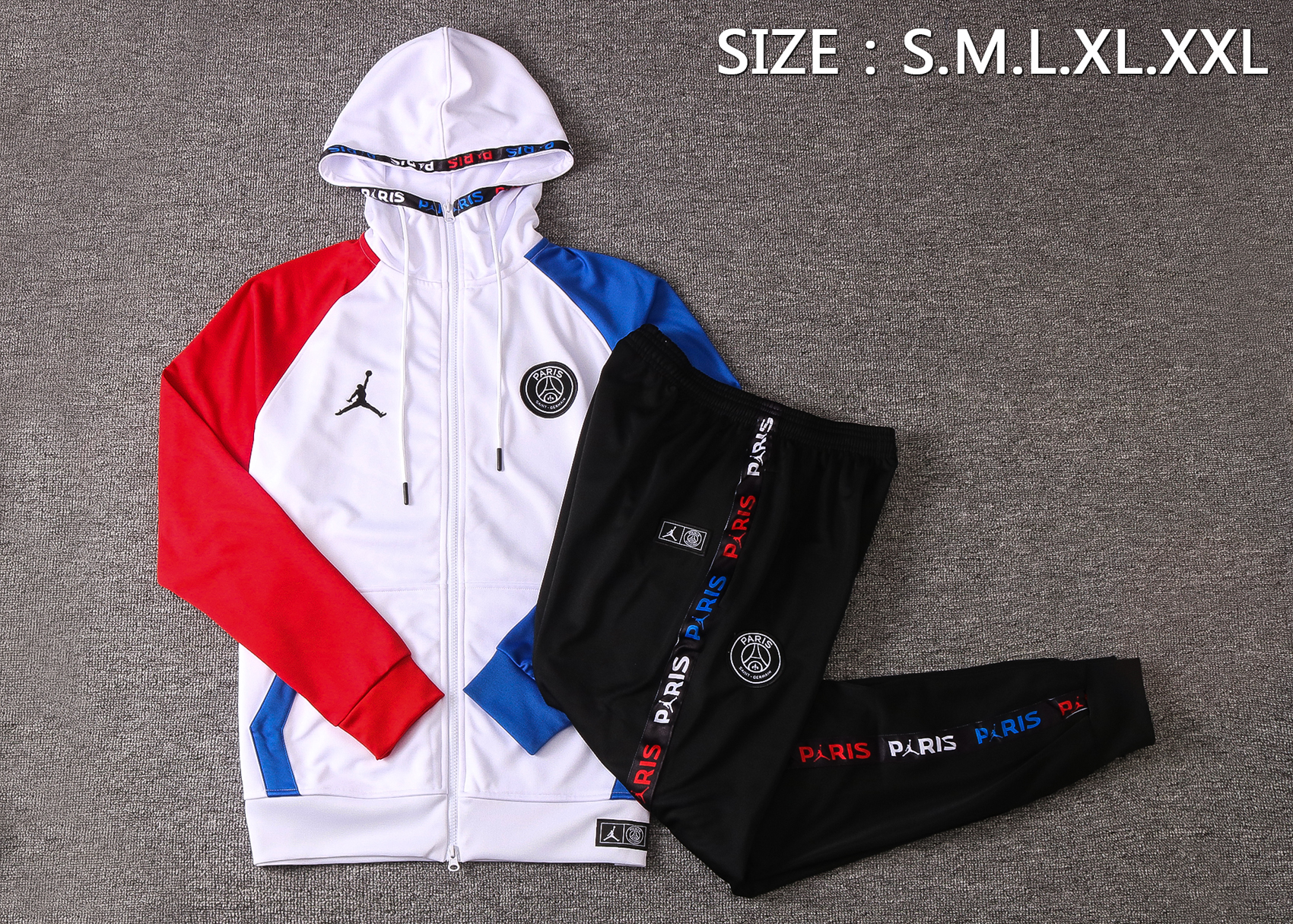 20-21 PSG Jordan White JacketTracksuit with Cap Thai Quality - leoleo123123