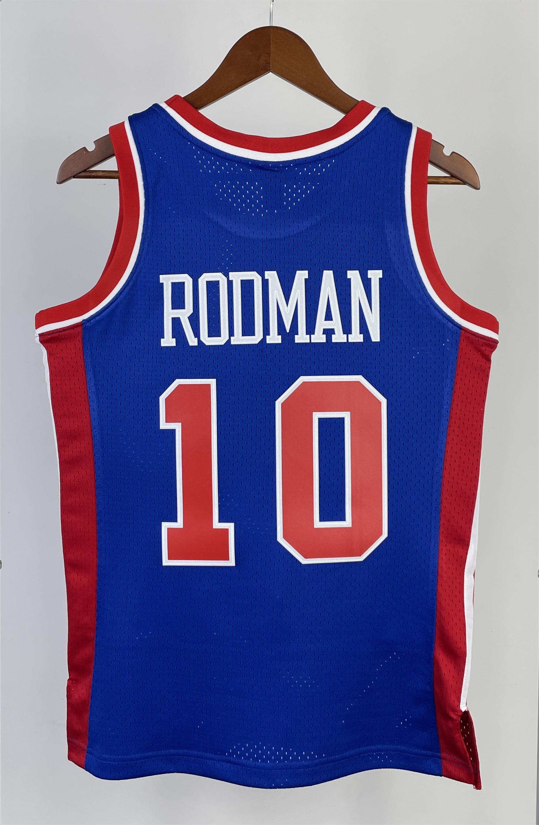 NBA Season 88-89 Detroit Pistons Blue #10 RODMAN Classic Swingman Jersey - leoleo123123