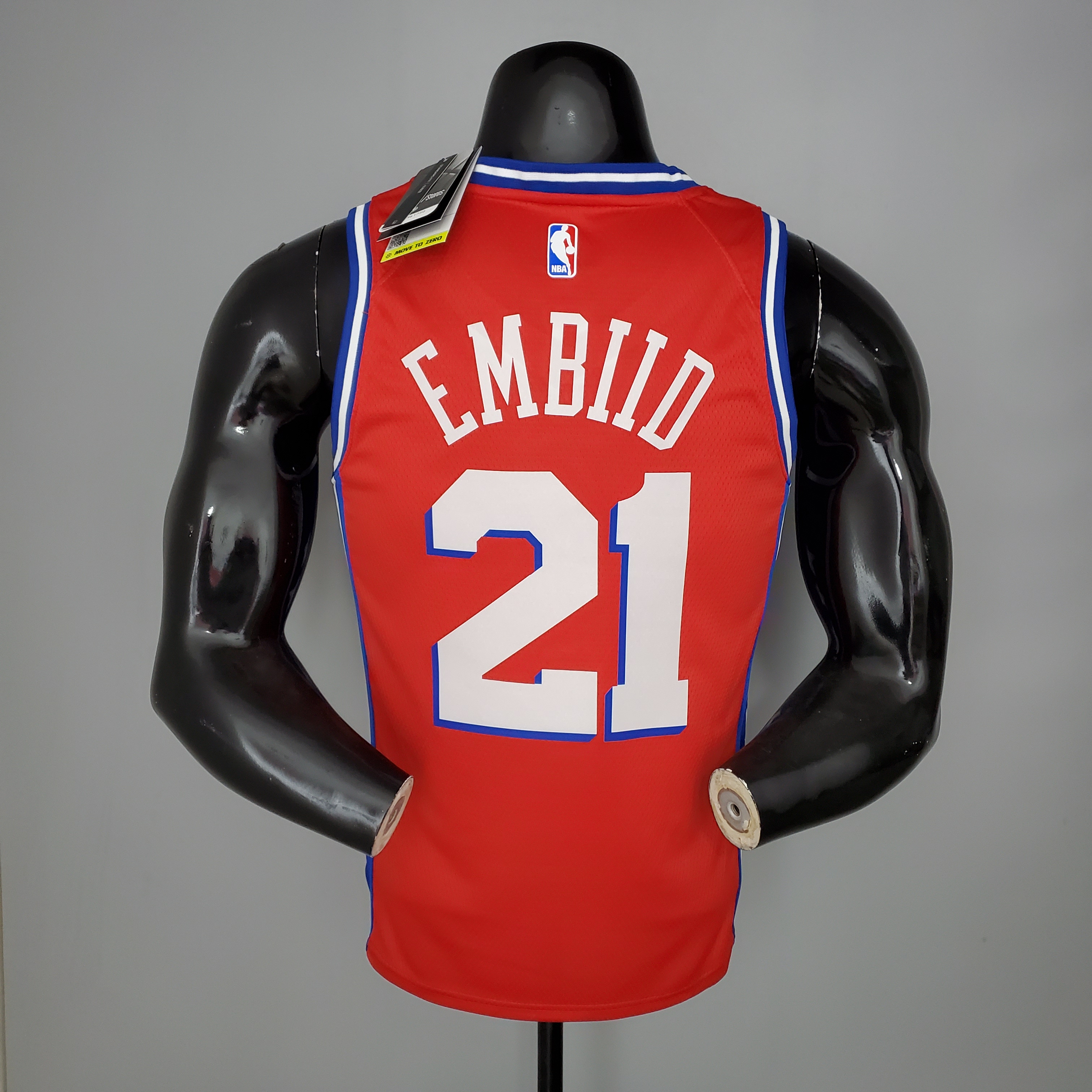 NBA Men Season 2021 Philadelphia 76ers Red #21 EMBIID Jersey with Jordan Logo High Quality Name and Number Print - leoleo123123