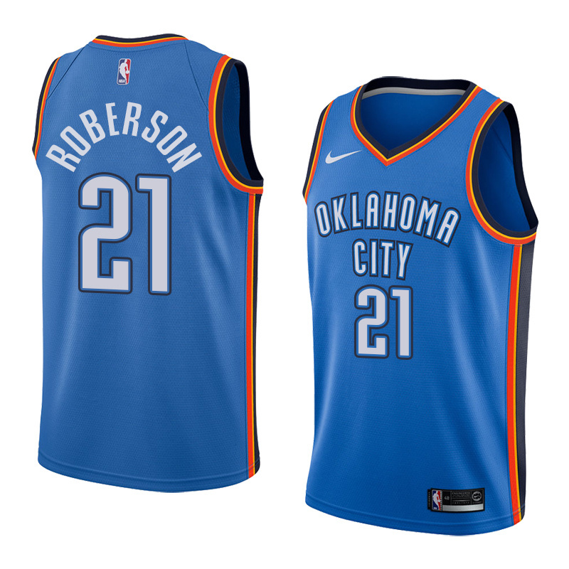 NBA Men Oklahoma City Thunder Blue #21 ROBERSON Jersey High Quality Name and Number Print - leoleo123123