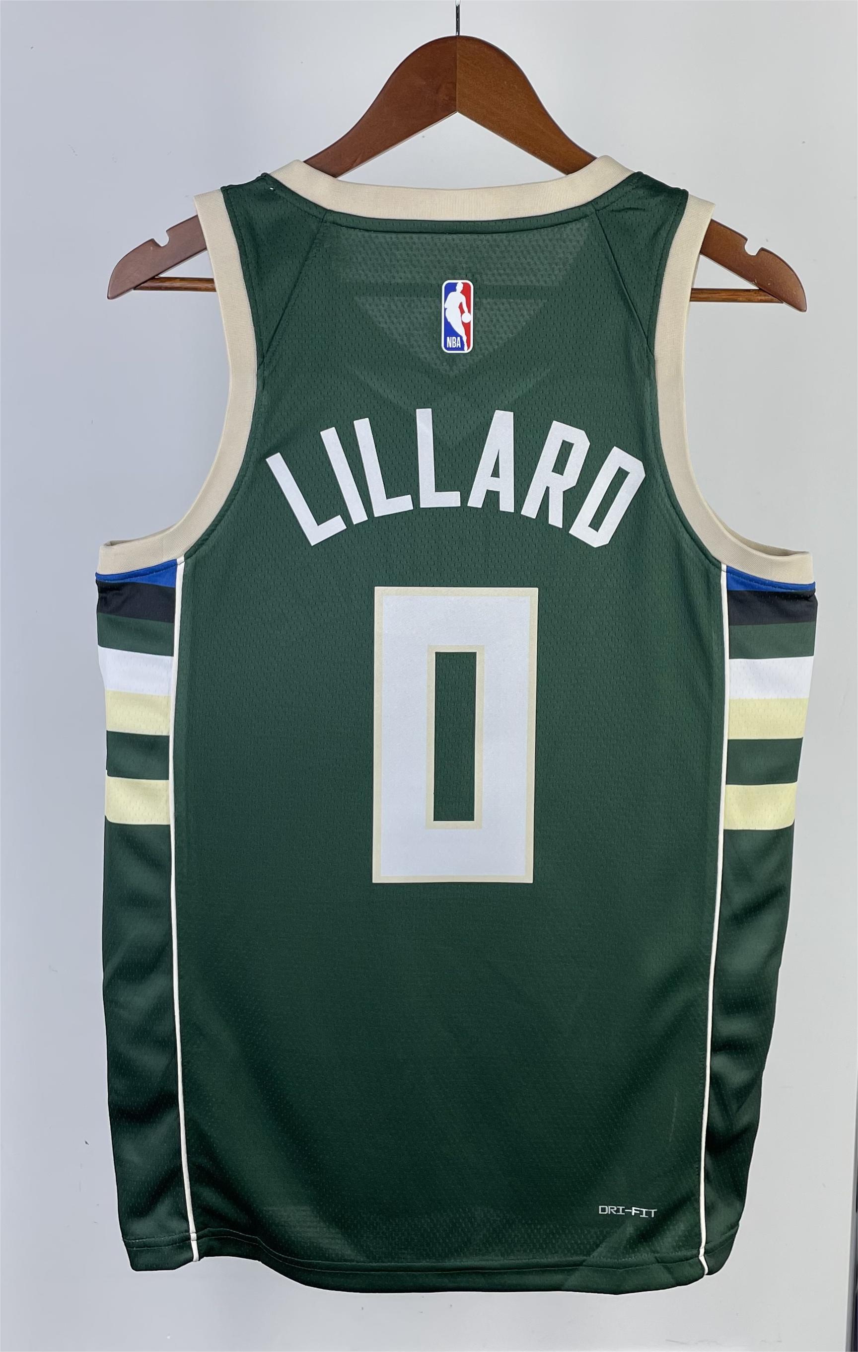 NBA Men 2023 Milwaukee Bucks Green #0 LILLARD Jersey High Quality Name and Number Print - leoleo123123