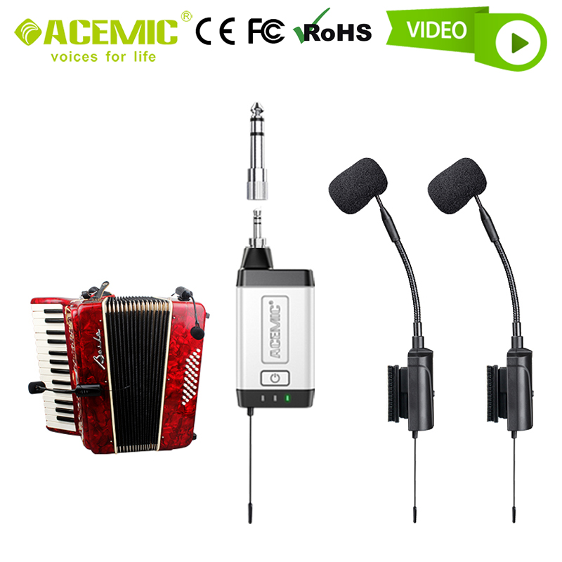 Accordion Microphone Wireless Pickup Radio System Stereo Condenser Professional Mic Kit Set for Miking Accordion and Organ Dual - leoleo123123