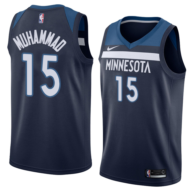 NBA Men Minnesota Timberwolves Dark Blue #15 MUHAMMAD Jersey High Quality Name and Number Print - leoleo123123