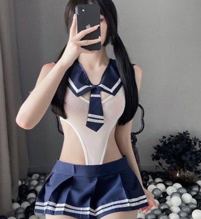 夜听香情趣内衣性感制服诱惑透视网纱学生紧身连体睡裙猫女郎套装 - leoleo123123