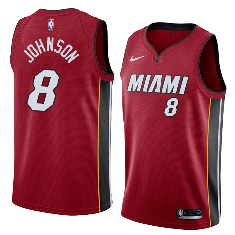 NBA Men Miami Heat Red #8 JOHNSON Jersey High Quality Name and Number Print - leoleo123123