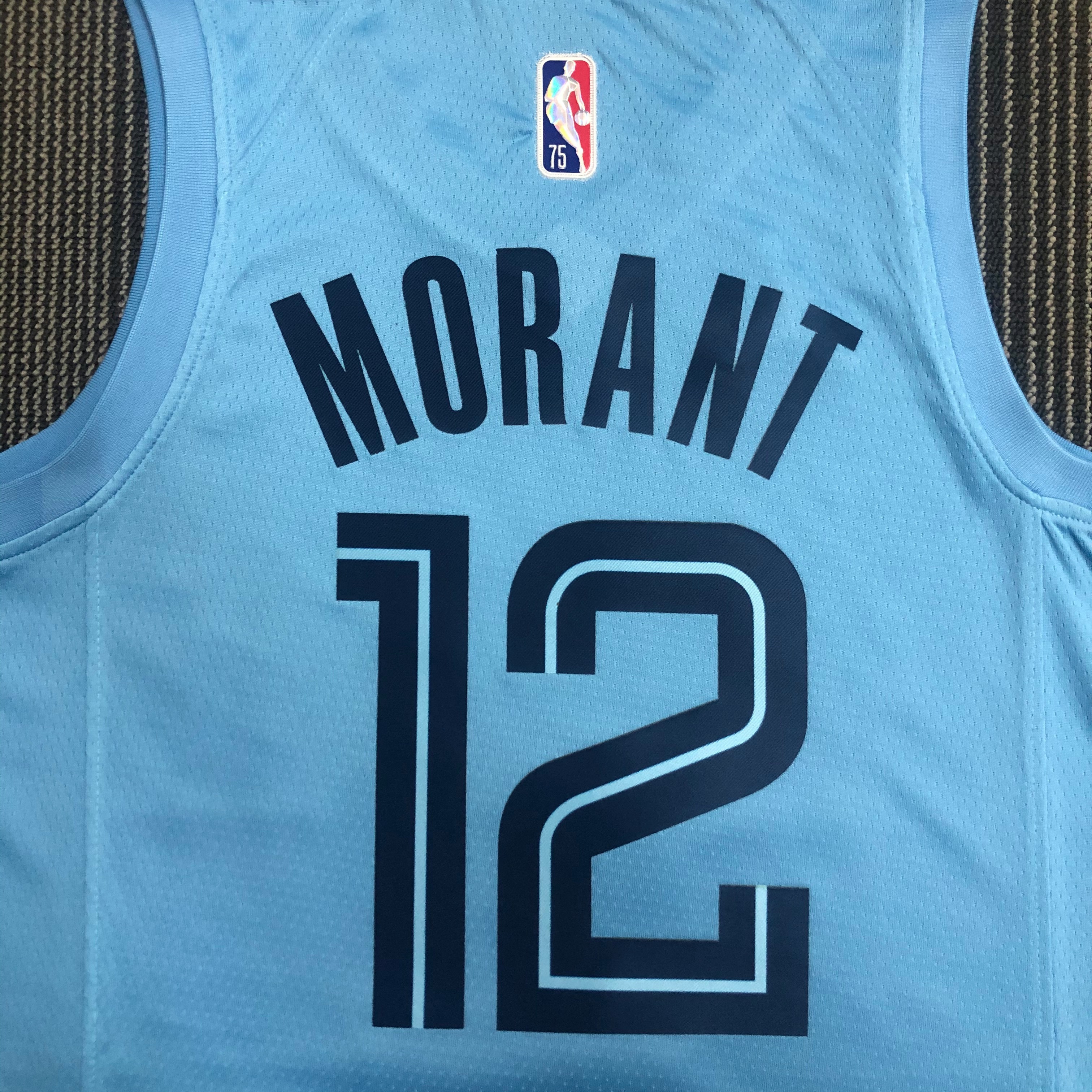 NBA Season 75th Anniversary Memphis Grizzlies Blue with Jordan Logo #12 MORANT Jersey High Quality Name and Number Print - leoleo123123