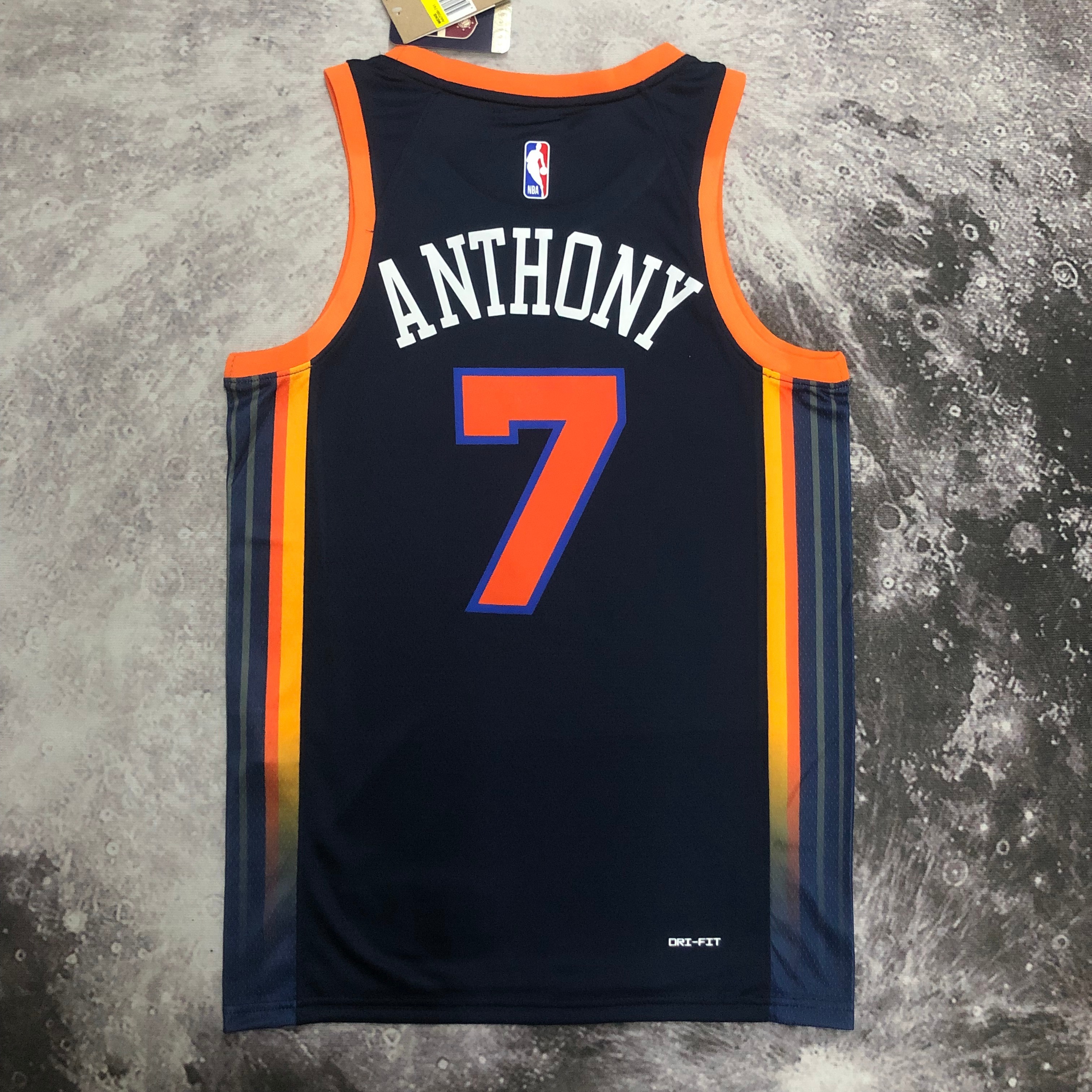 NBA Men 2023 New York Knicks Dark Blue with Jordan Logo #7 ANTHONY Jersey High Quality Name and Number Print - leoleo123123