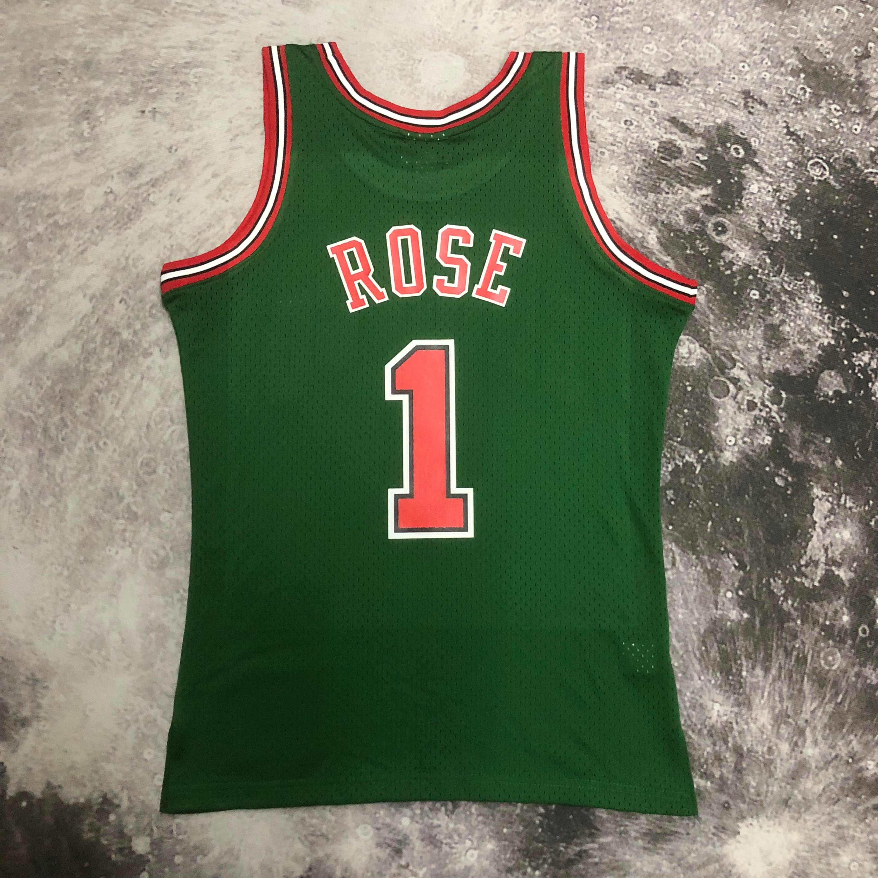 NBA Men Season 08-09 Retro Chicago Bulls Green #1 ROSE with Red Letter Jersey High Quality Name and Number Print - leoleo123123
