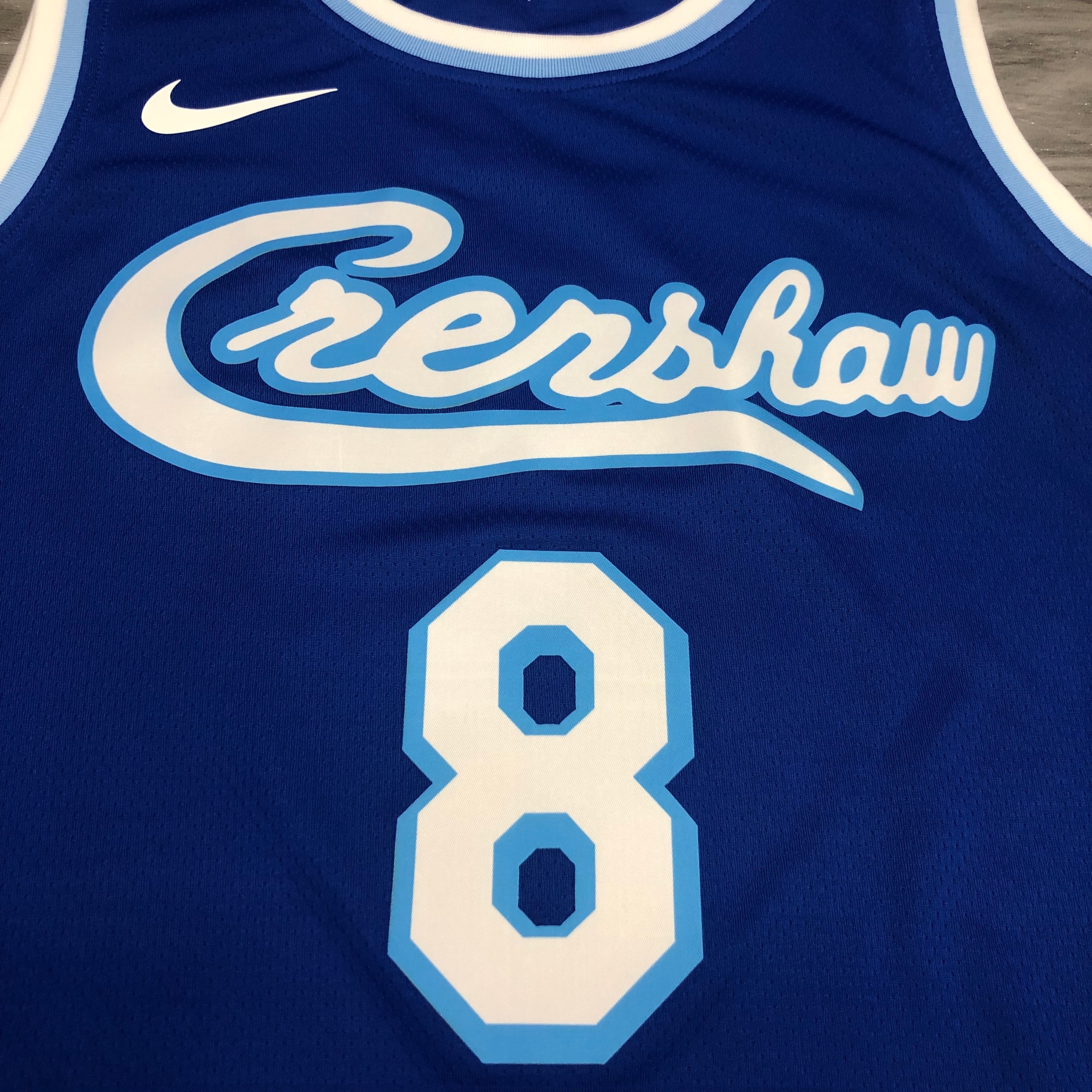 NBA Men Los Angeles Lakers Retro in Latin with Crenshaw #8 BRYANT Blue Round Neck Jersey High Quality Name and Number Print - leoleo123123