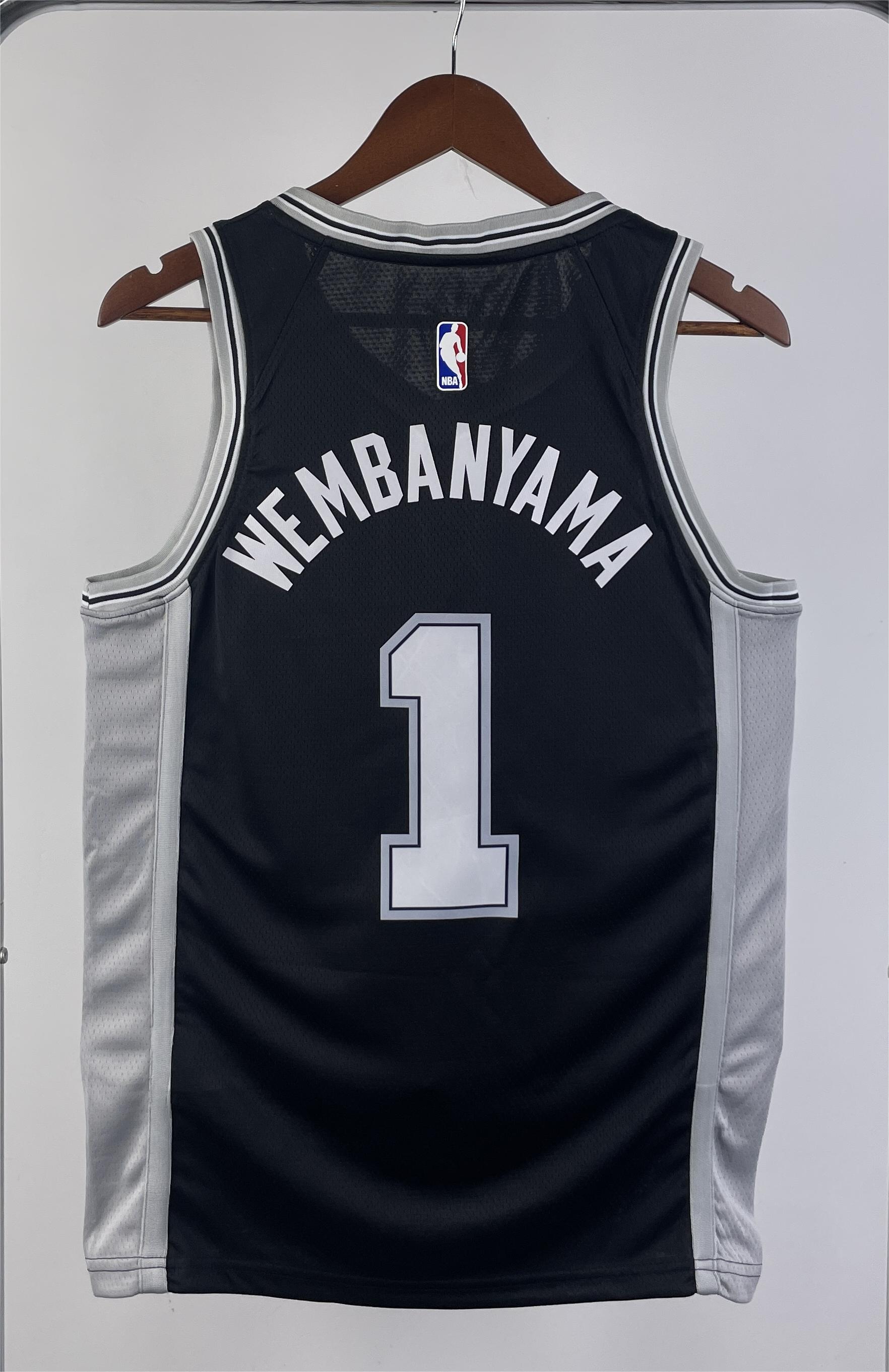 NBA Men San Antonio Spurs Black #1 WEMBANYAMA Jersey High Quality Name and Number Print - leoleo123123