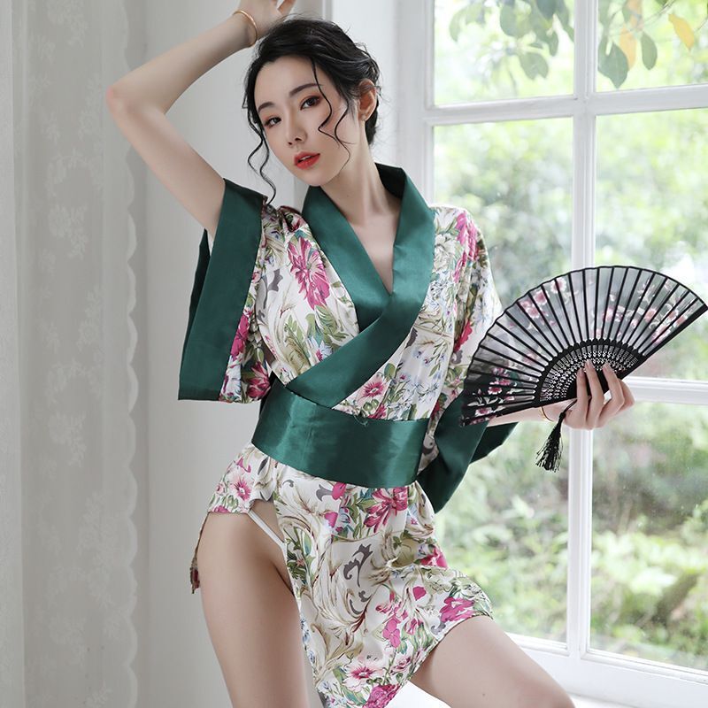 夜听香新款情趣内衣女士低胸高端诱惑喇叭袖复古日式性感和服套装 - leoleo123123