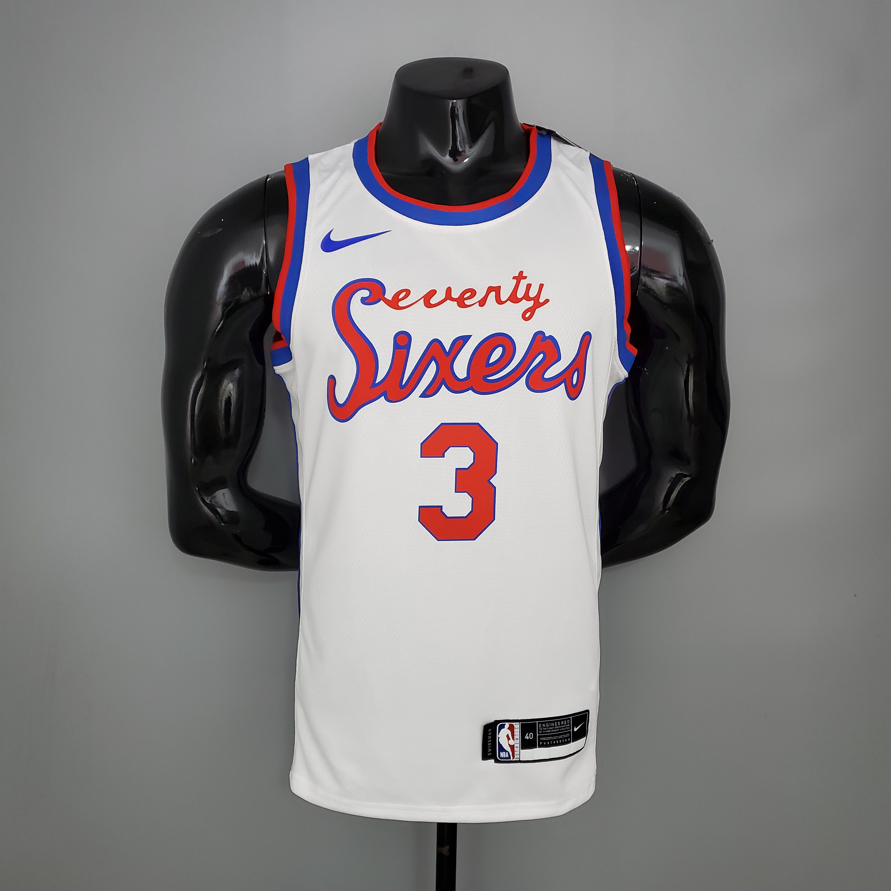 NBA Men Philadelphia 76ers 19-20 Season White #3 IVERSON Jersey High Quality Name and Number Print - leoleo123123