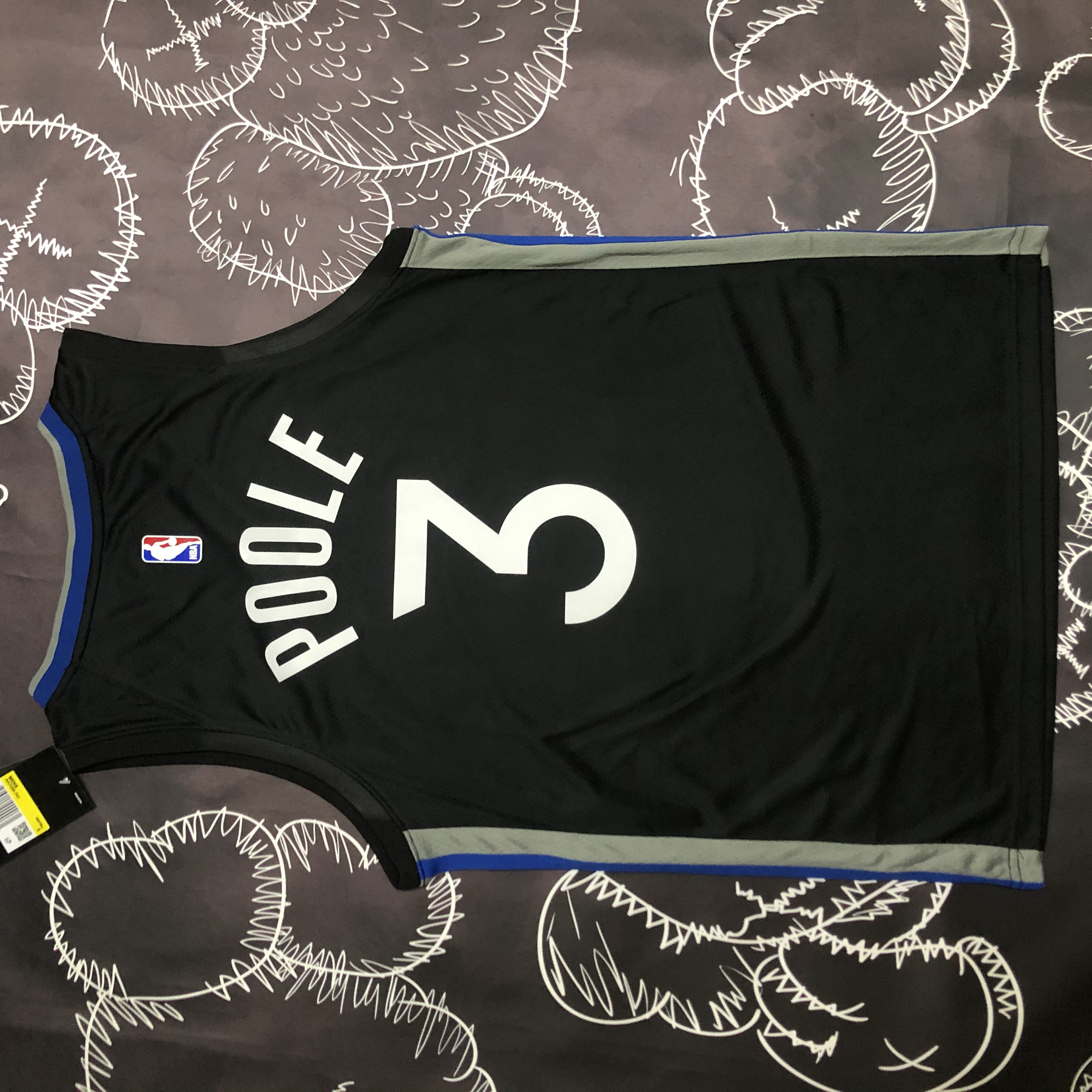 NBA Men Season 2020 Golden State Warriors Black Grey #3 POOLE Jersey High Quality Name and Number Print - leoleo123123