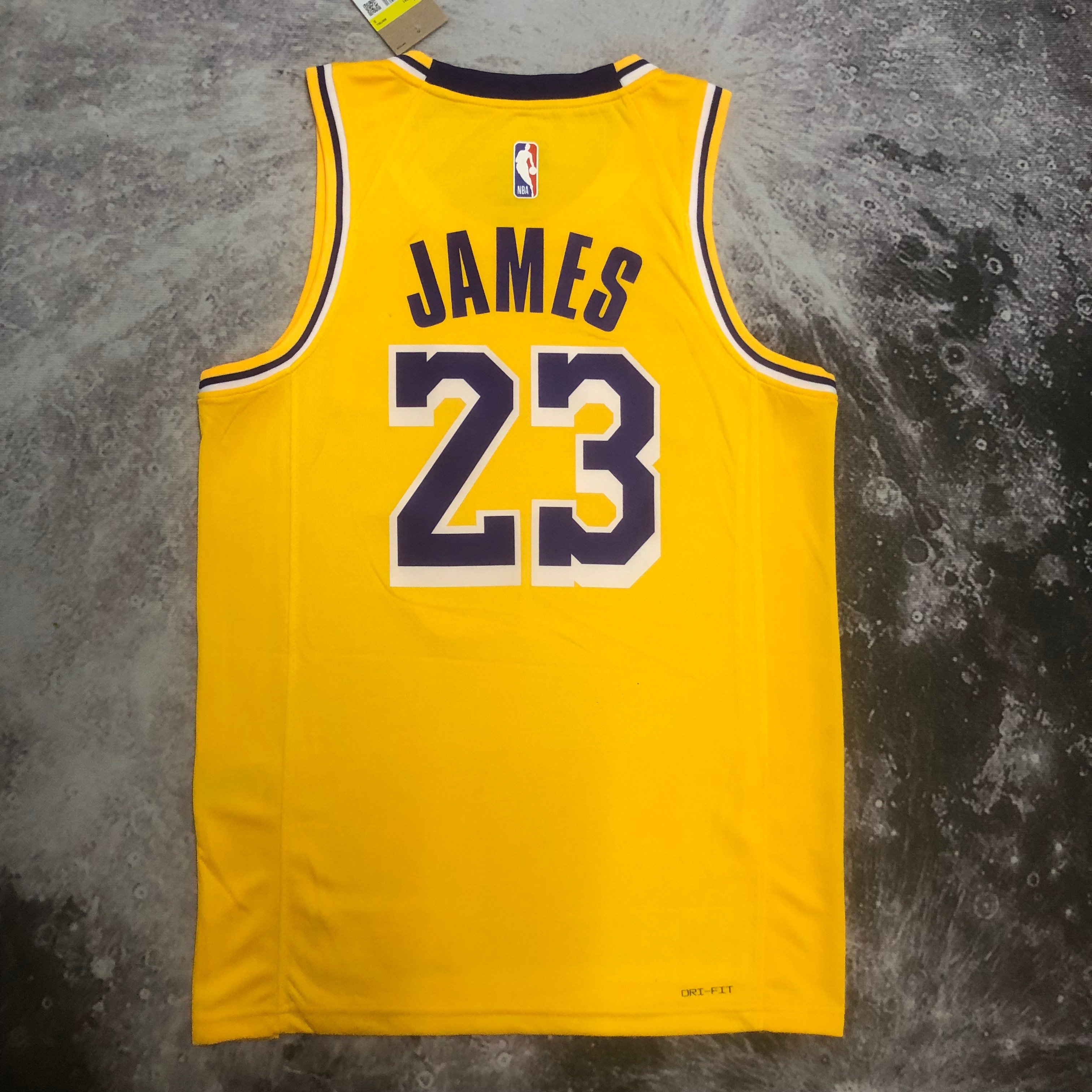 NBA Men Season 2023 Los Angeles Lakers Yellow #23 JAMES Jersey High Quality Name and Number Print - leoleo123123
