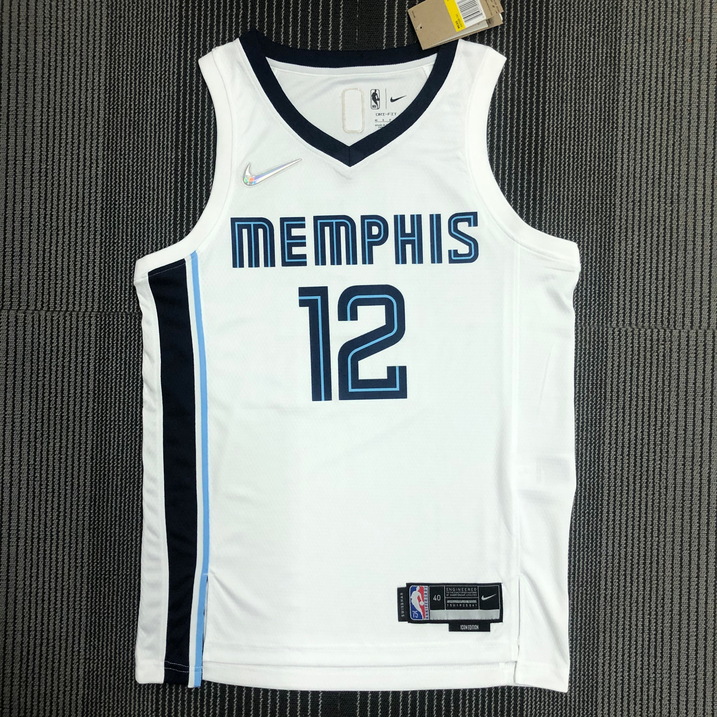 NBA Season 75th Anniversary Memphis Grizzlies White #12 MORANT Jersey High Quality Name and Number Print - leoleo123123