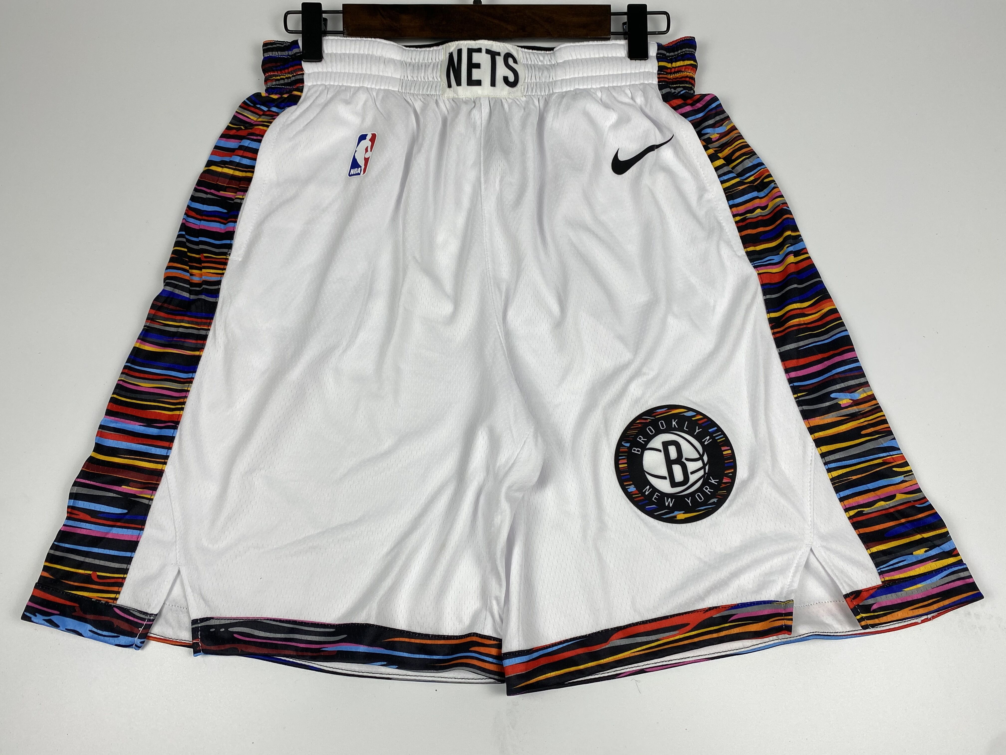 NBA Men New Brooklyn Nets White City Pant Short High Quality Name and Number Print - leoleo123123
