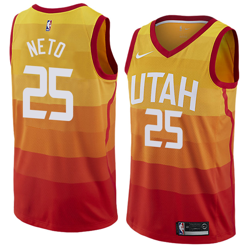 NBA Men Utah Jazz Yellow & Orange #25 NETO Jersey High Quality Name and Number Print - leoleo123123