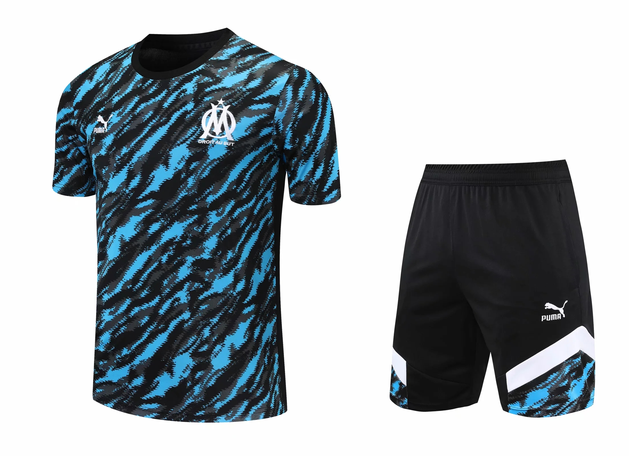 21-22 Marseille Black Camouflage Training Set--Short Sleeve and Short Pant Training Tracksuit - leoleo123123