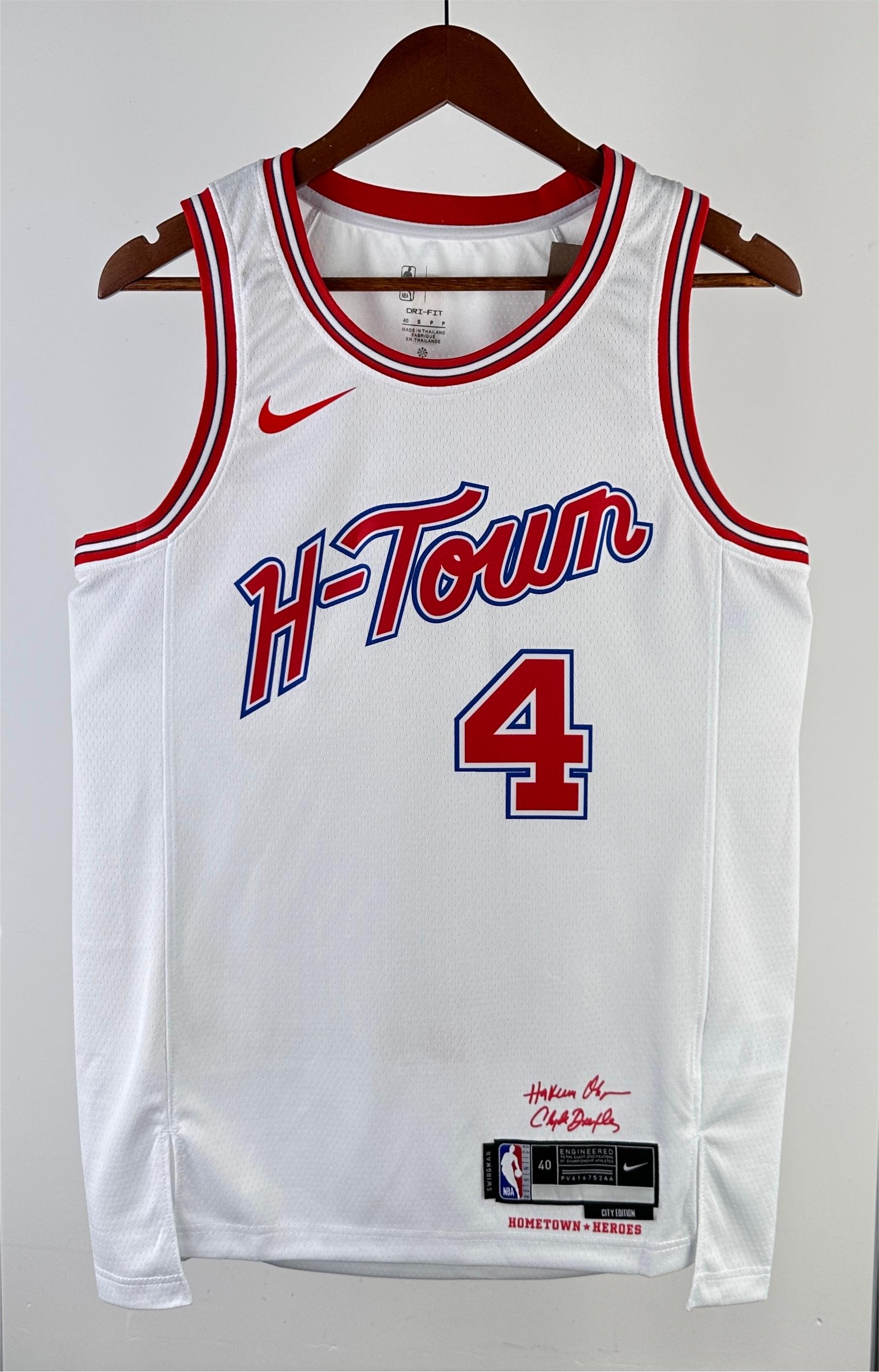 NBA Men Season 2024 Houston Rockets White City Edition #4 GREEN Jersey High Quality Name and Number Print - leoleo123123