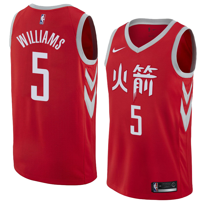NBA Men Houston Rockets Red Jersey Chinese Version #5 WILLIAMS High Quality Name and Number Print - leoleo123123