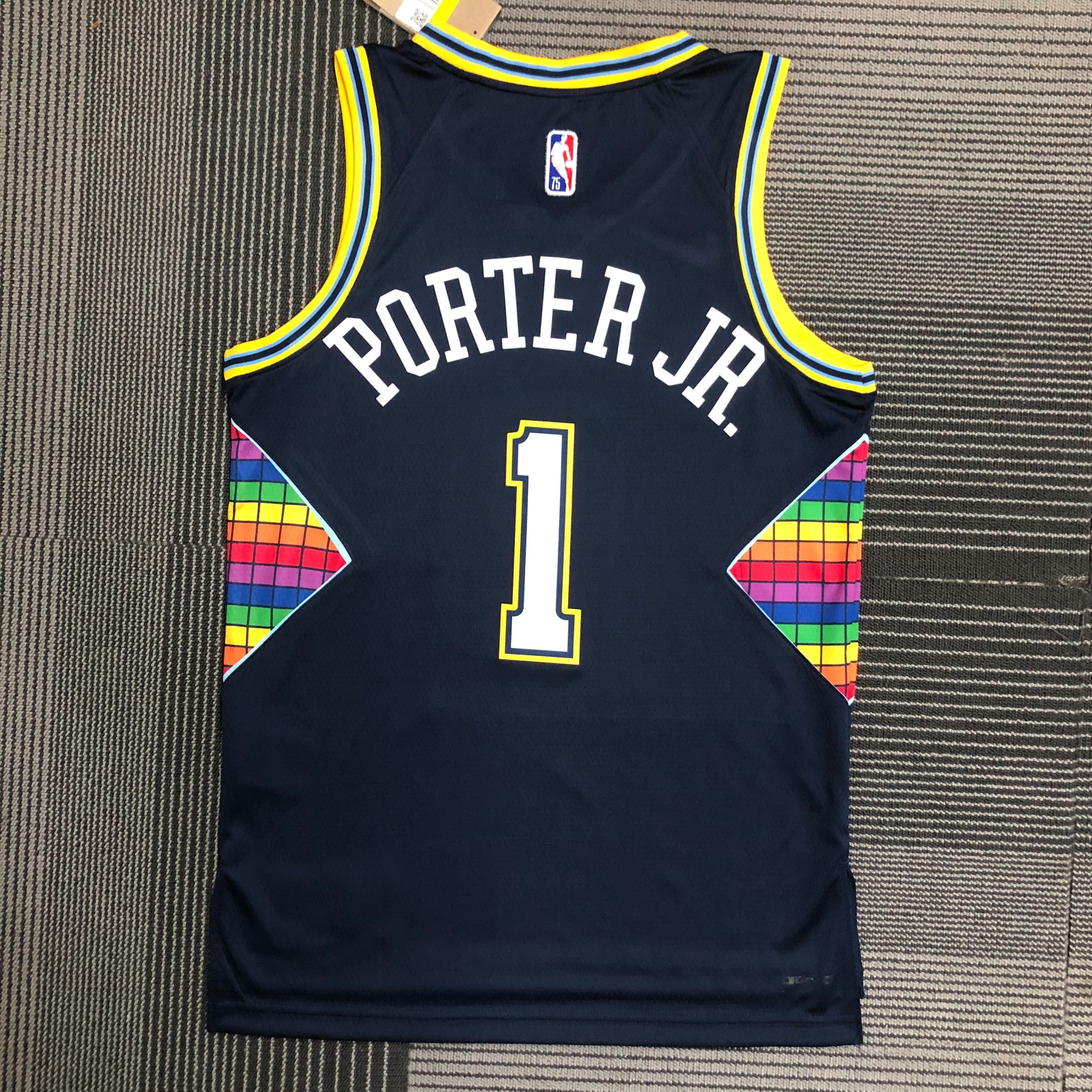 NBA Men Season 2022 Denver Nuggets Dark Blue #1 PORTER JR. Jersey High Quality Name and Number Print - leoleo123123