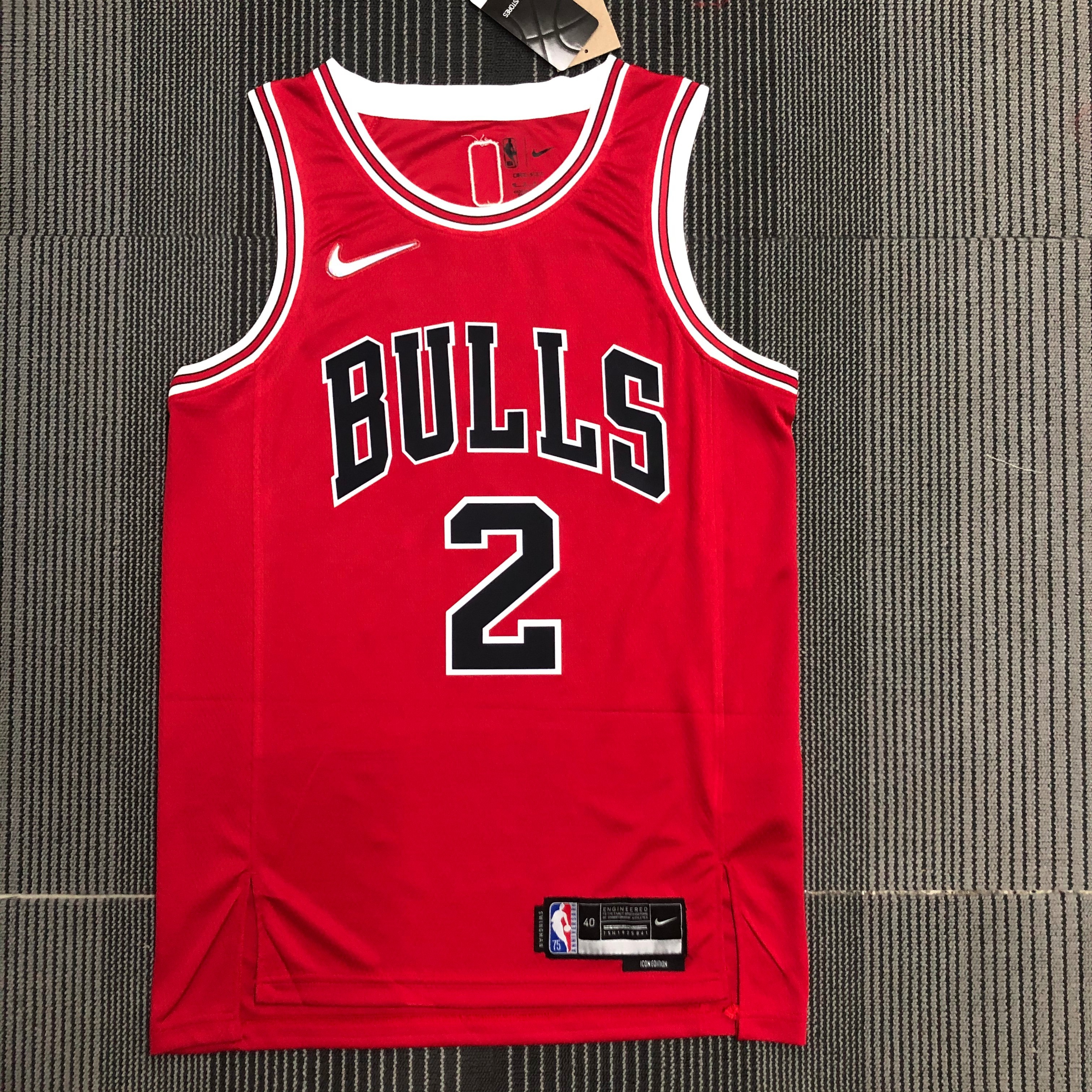 NBA Men 75th Anniversary Chicago Bulls Red #2 BALL Jersey High Quality Name and Number Print - leoleo123123