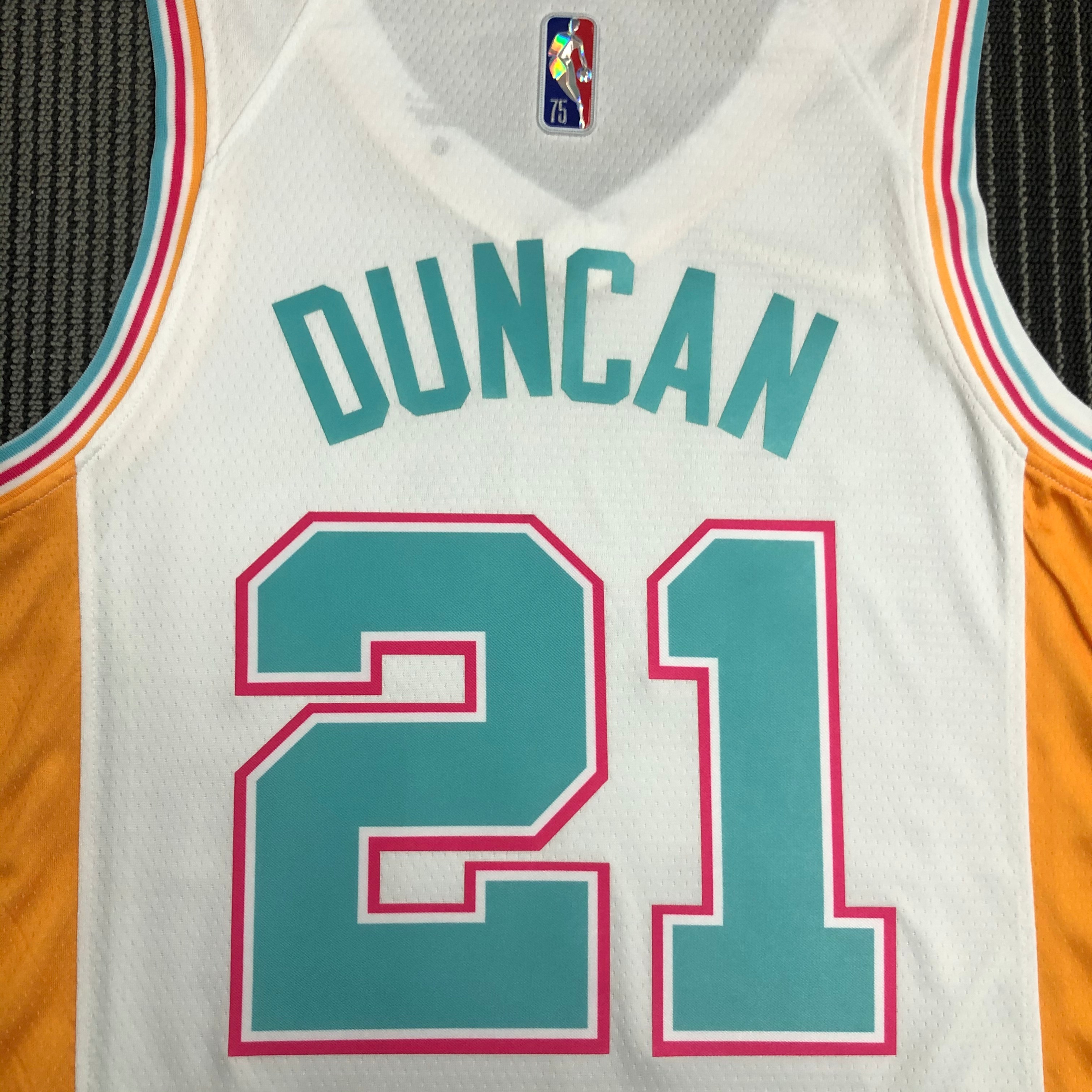 NBA Men 75th Anniversary Season 2022 San Antonio Spurs White #21 DUNCAN Jersey High Quality Name and Number Print - leoleo123123