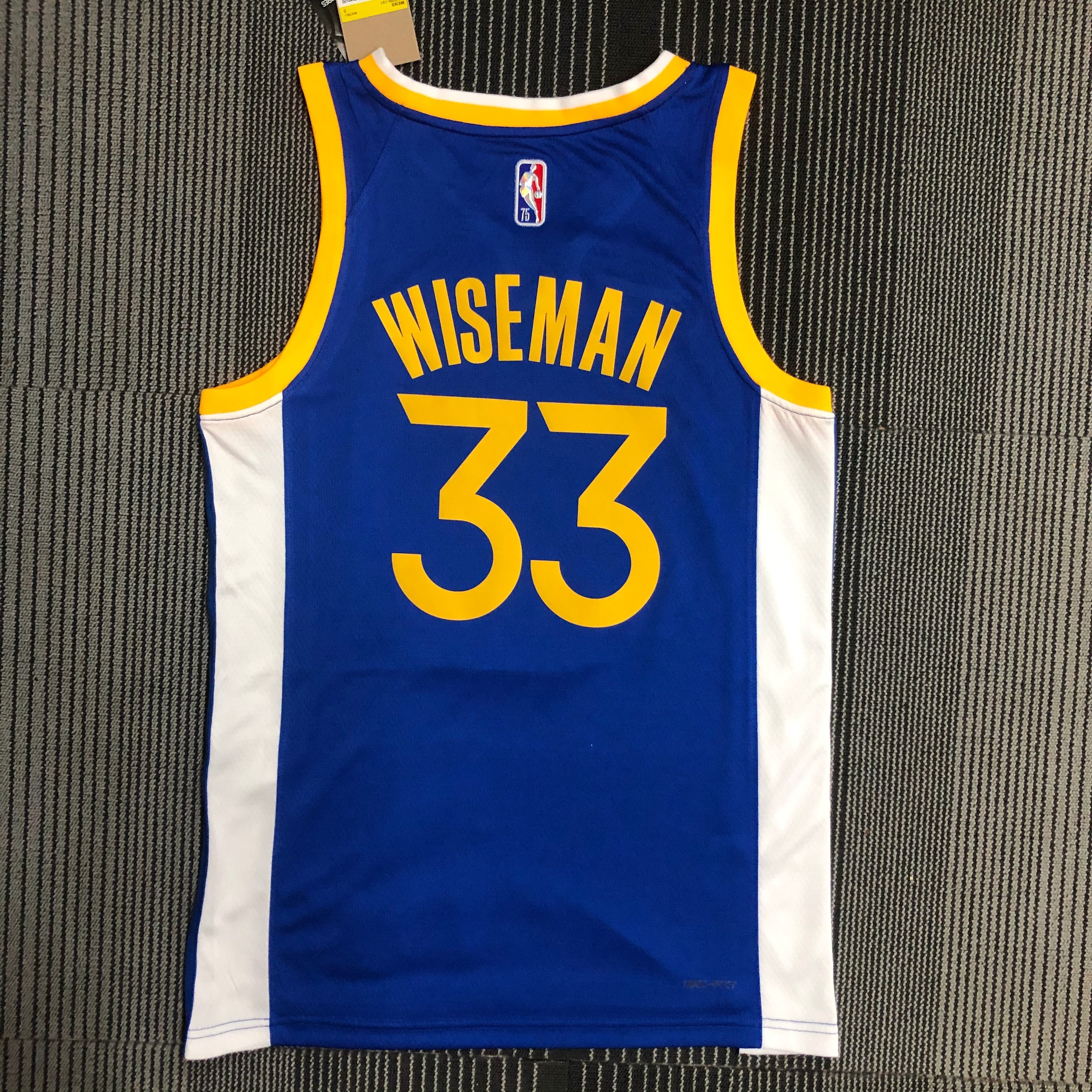 NBA Men 75th Anniversary Golden State Warriors Blue V-neck #33 WISEMAN Jersey High Quality Name and Number Print - leoleo123123