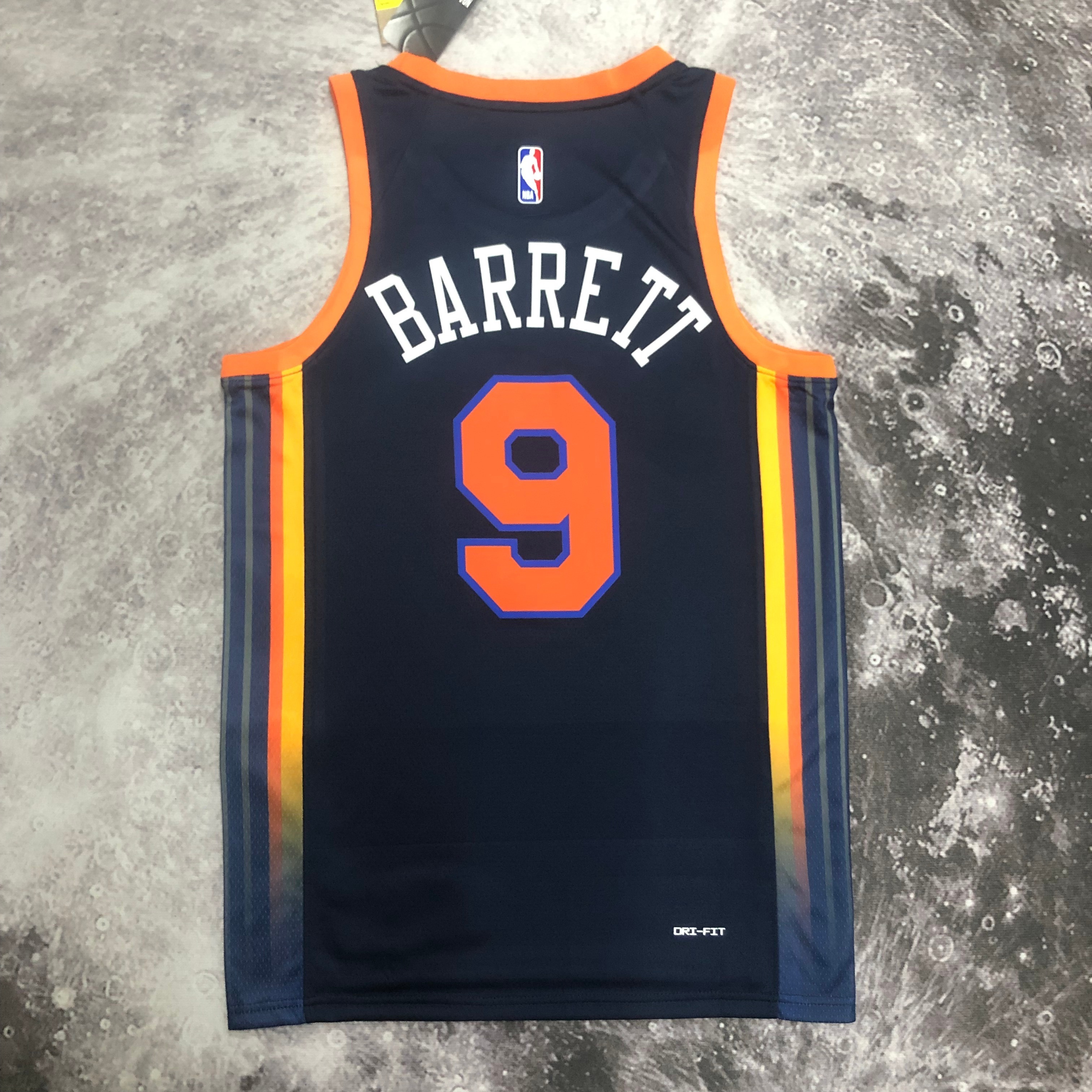 NBA Men 2023 New York Knicks Dark Blue with Jordan Logo #9 BARRETT Jersey High Quality Name and Number Print - leoleo123123