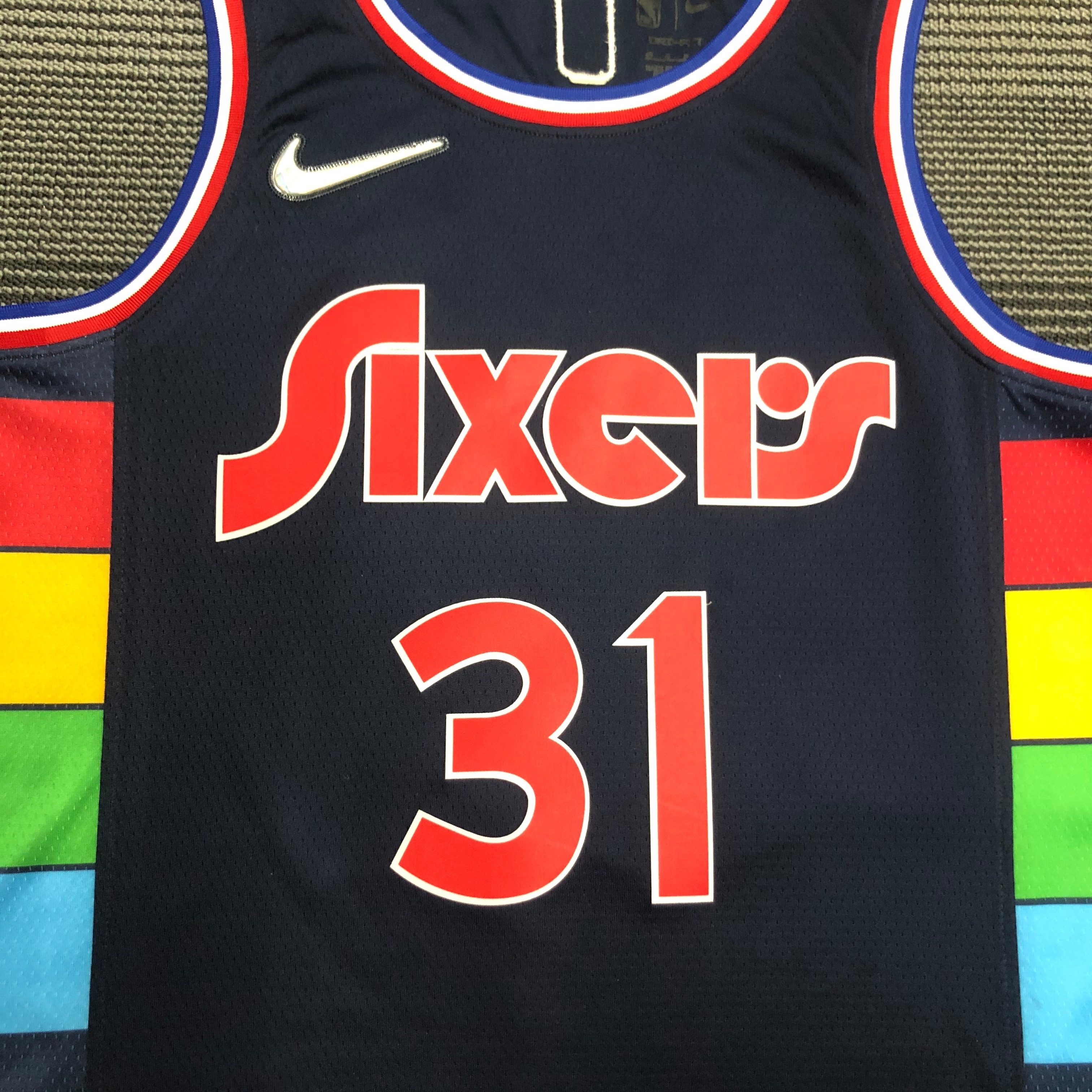 NBA Men 75th Anniversary Season 2022 Philadelphia 76ers Dark Blue #31 CURRY Jersey High Quality Name and Number Print - leoleo123123