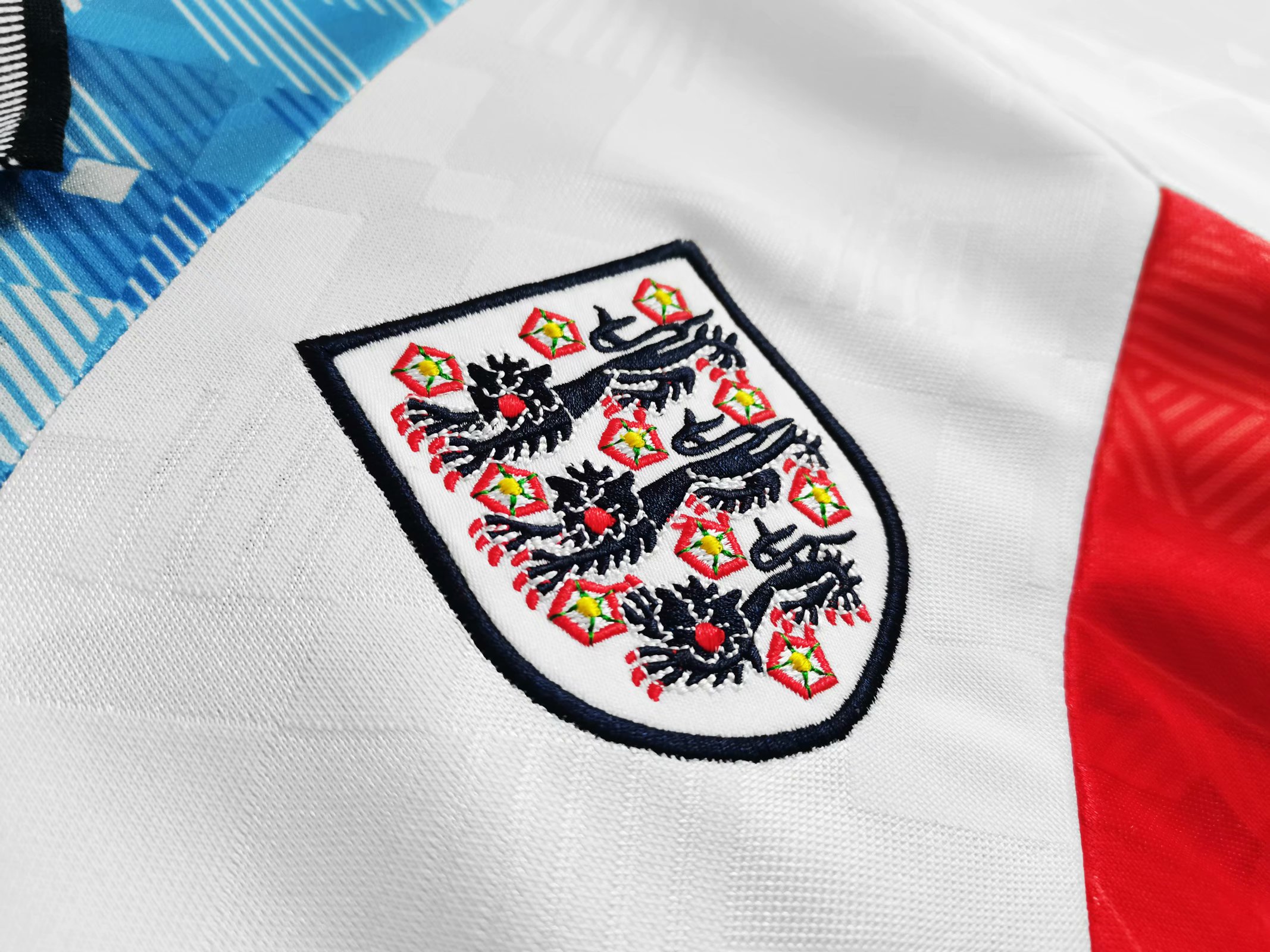 1990 England Red White Blue Retro Jersey - leoleo123123
