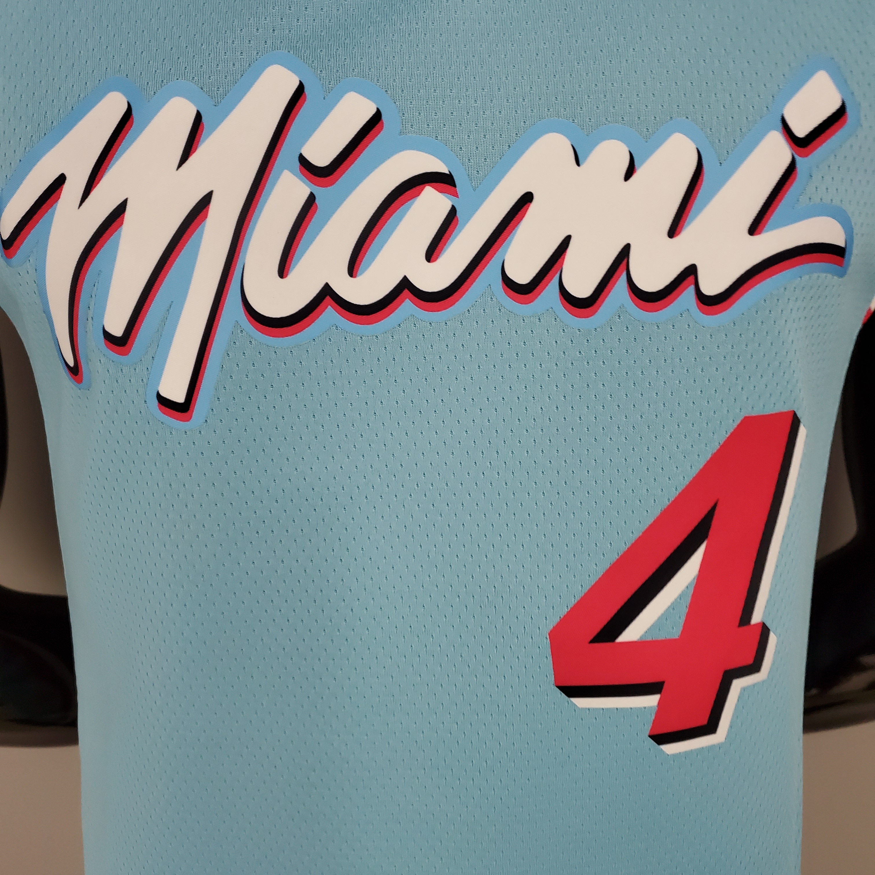 NBA Men Miami Heat Blue City #4 OLADIPO Jersey High Quality Name and Number Print - leoleo123123