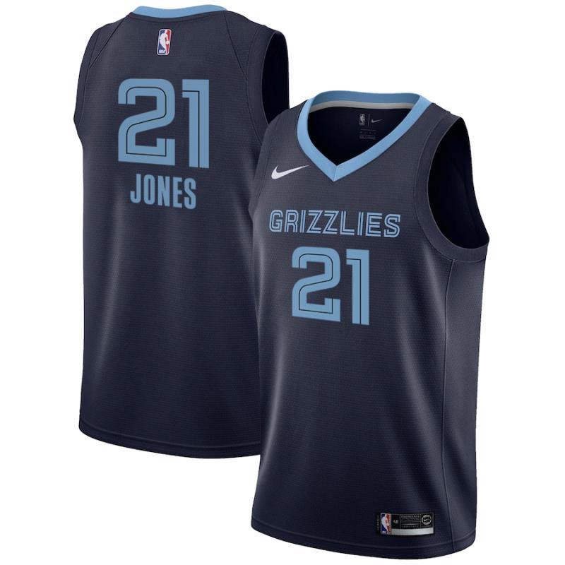 NBA Men Memphis Grizzlies Dark Blue #21 JONES Jersey High Quality Name and Number Print - leoleo123123