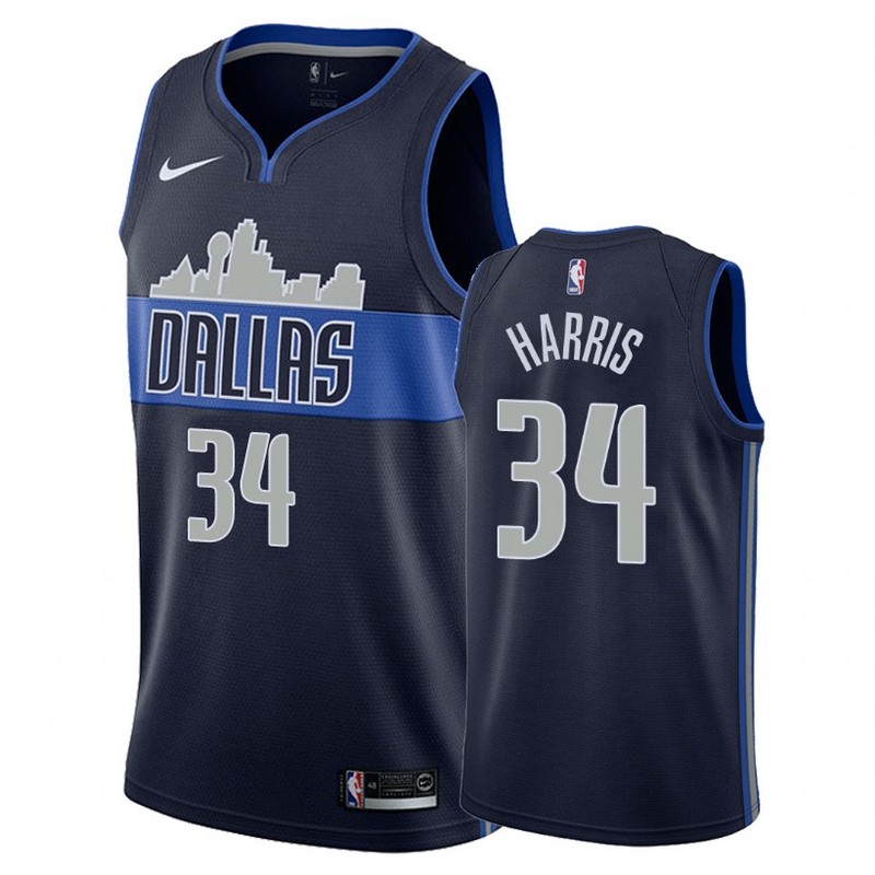 NBA Men Dallas Mavericks Dark Blue with Snow Mountain #34 HARRIS Jersey High Quality Name and Number Print - leoleo123123