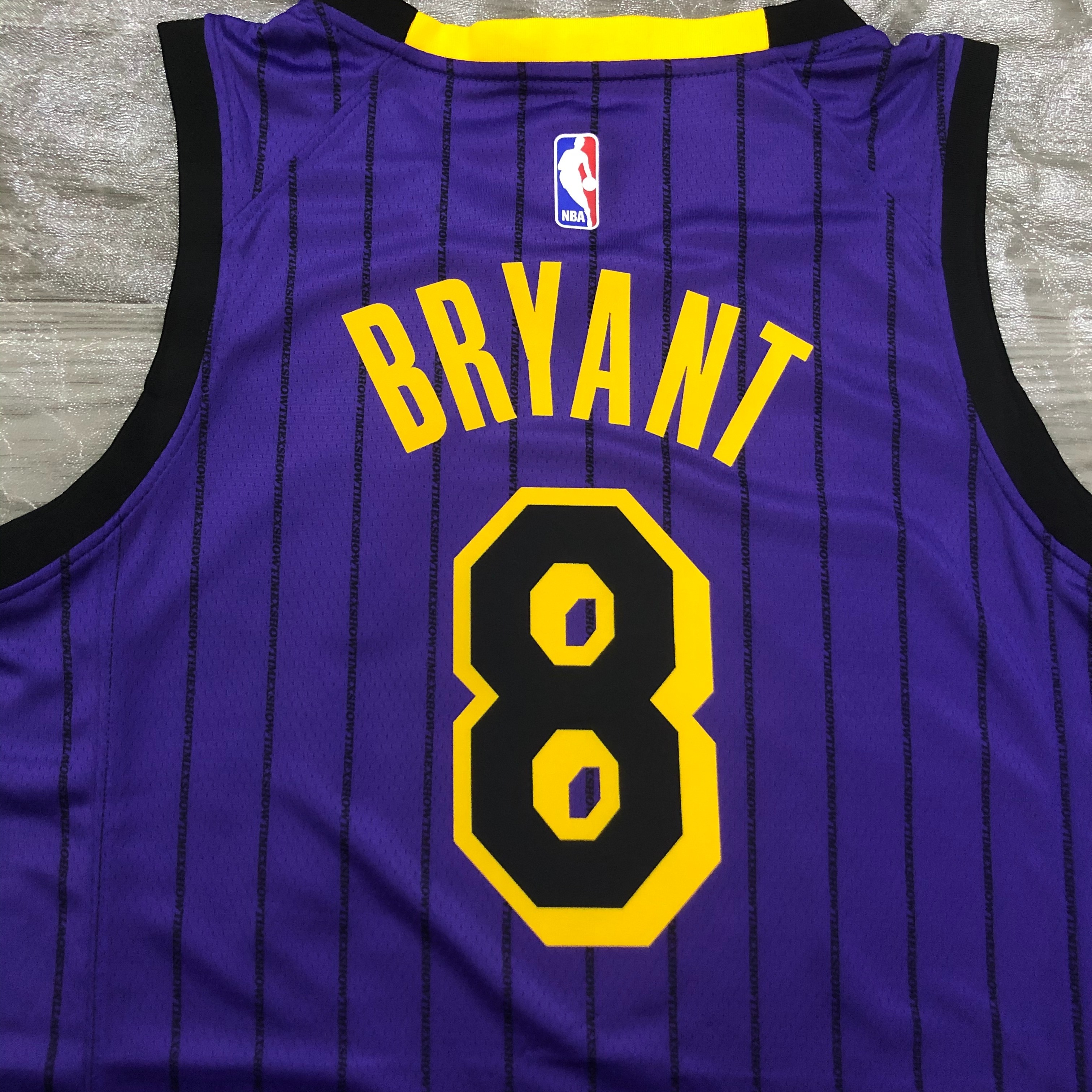NBA Men Los Angeles Lakers Retro Purple with Black Lines #8 BRYANT Round Neck Jersey High Quality Name and Number Print - leoleo123123
